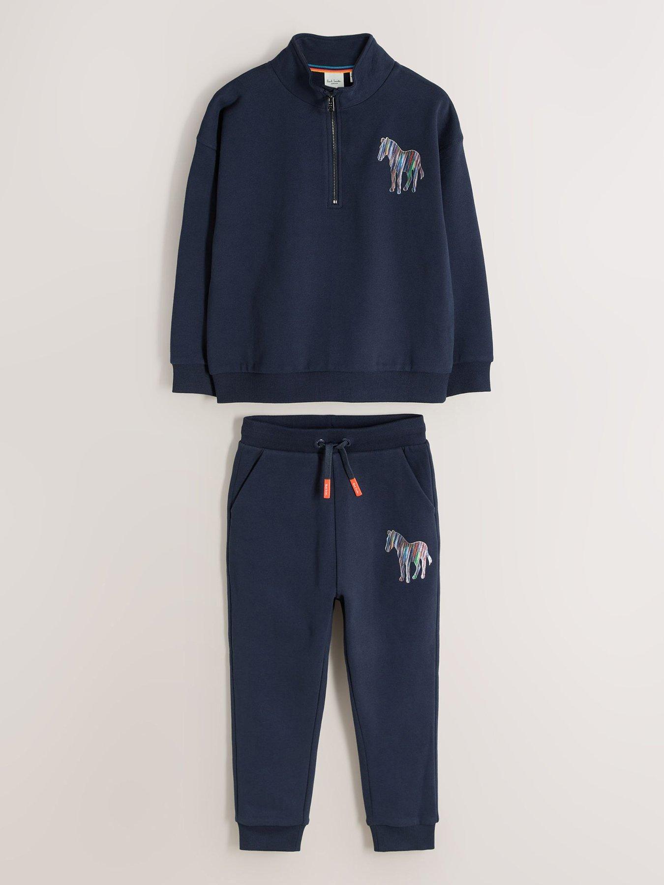 Image 1 of 6 of Paul Smith Junior Boys Funnel Neck Zip Through Sweatshirt &amp; Joggers Set - Navy