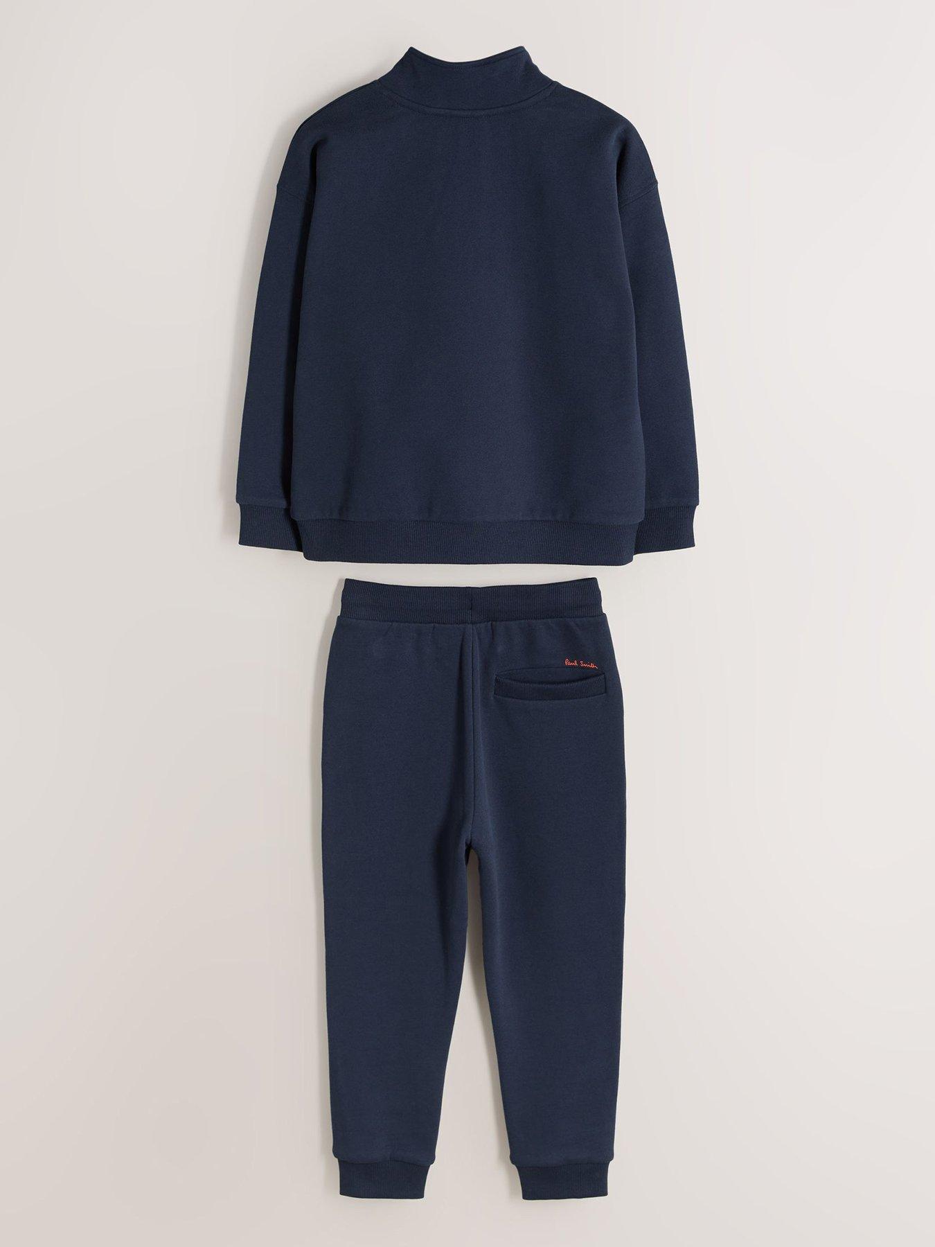 Image 2 of 6 of Paul Smith Junior Boys Funnel Neck Zip Through Sweatshirt &amp; Joggers Set - Navy