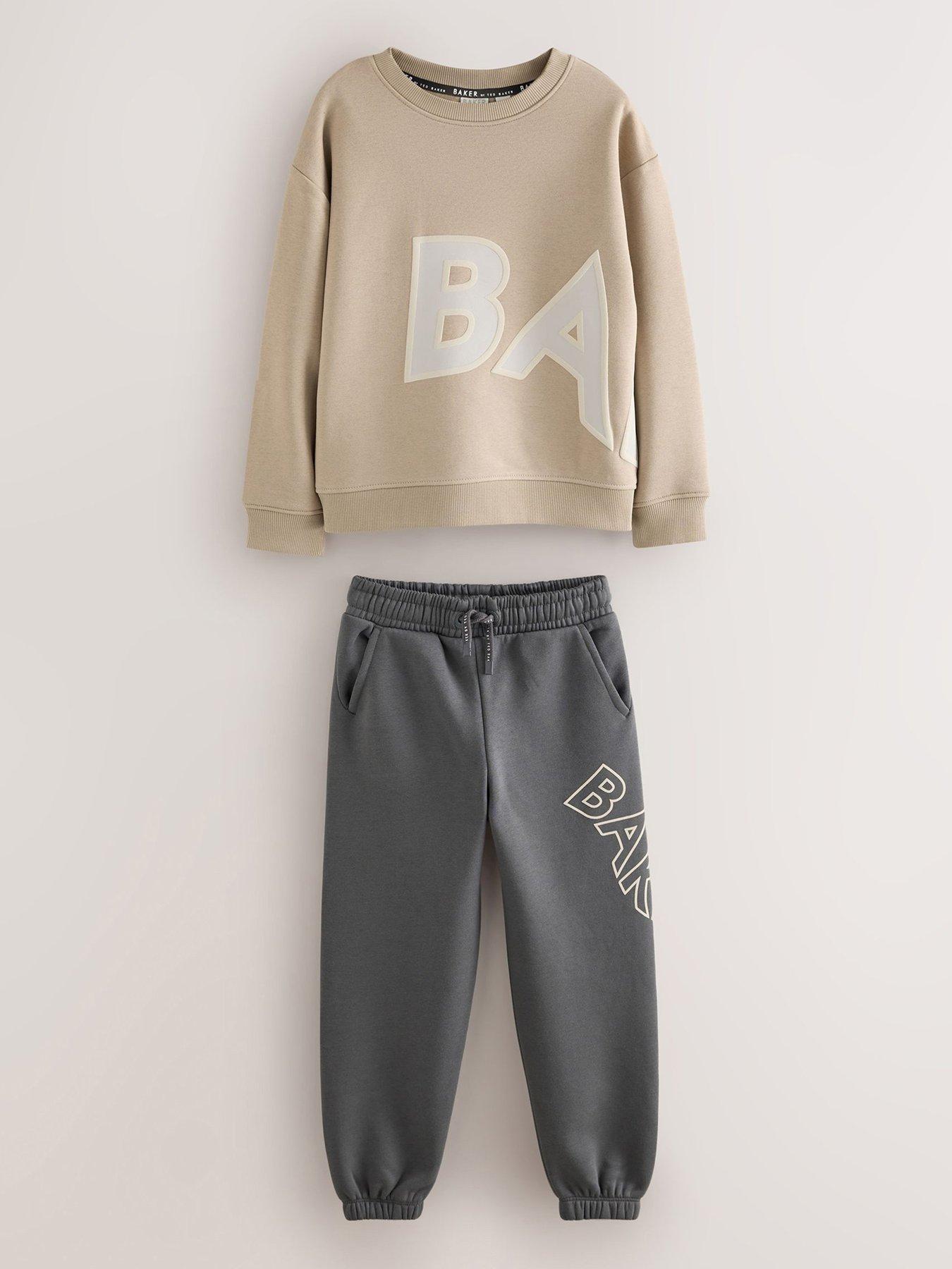 Image 1 of 1 of Ted Baker Boys Logo Cotton-Rich Sweatshirt &amp; Joggers Set - Natural