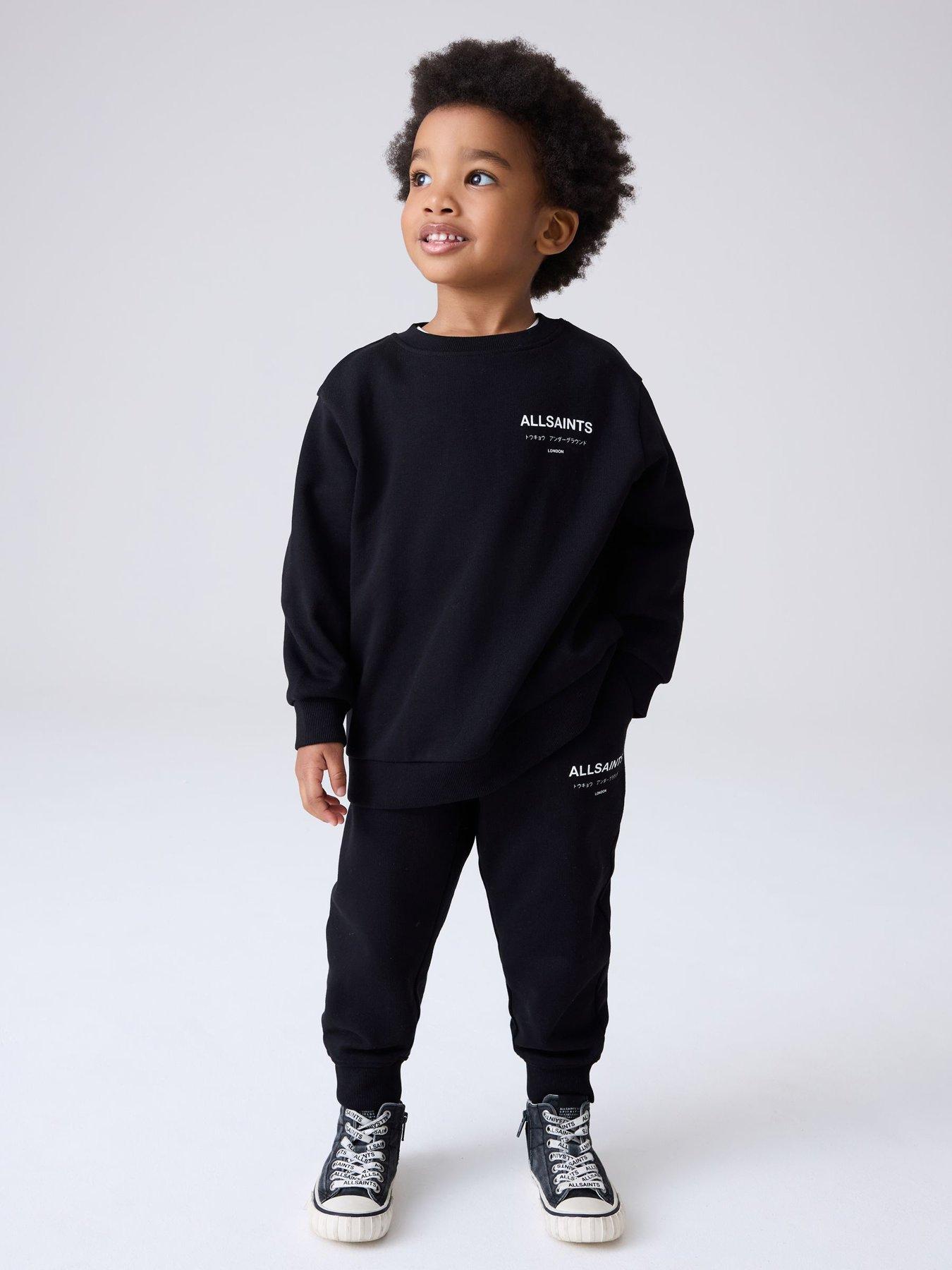 Image 1 of 7 of smALLSAINTS Younger Underground Sweatshirt &amp; Jogger Set - Black