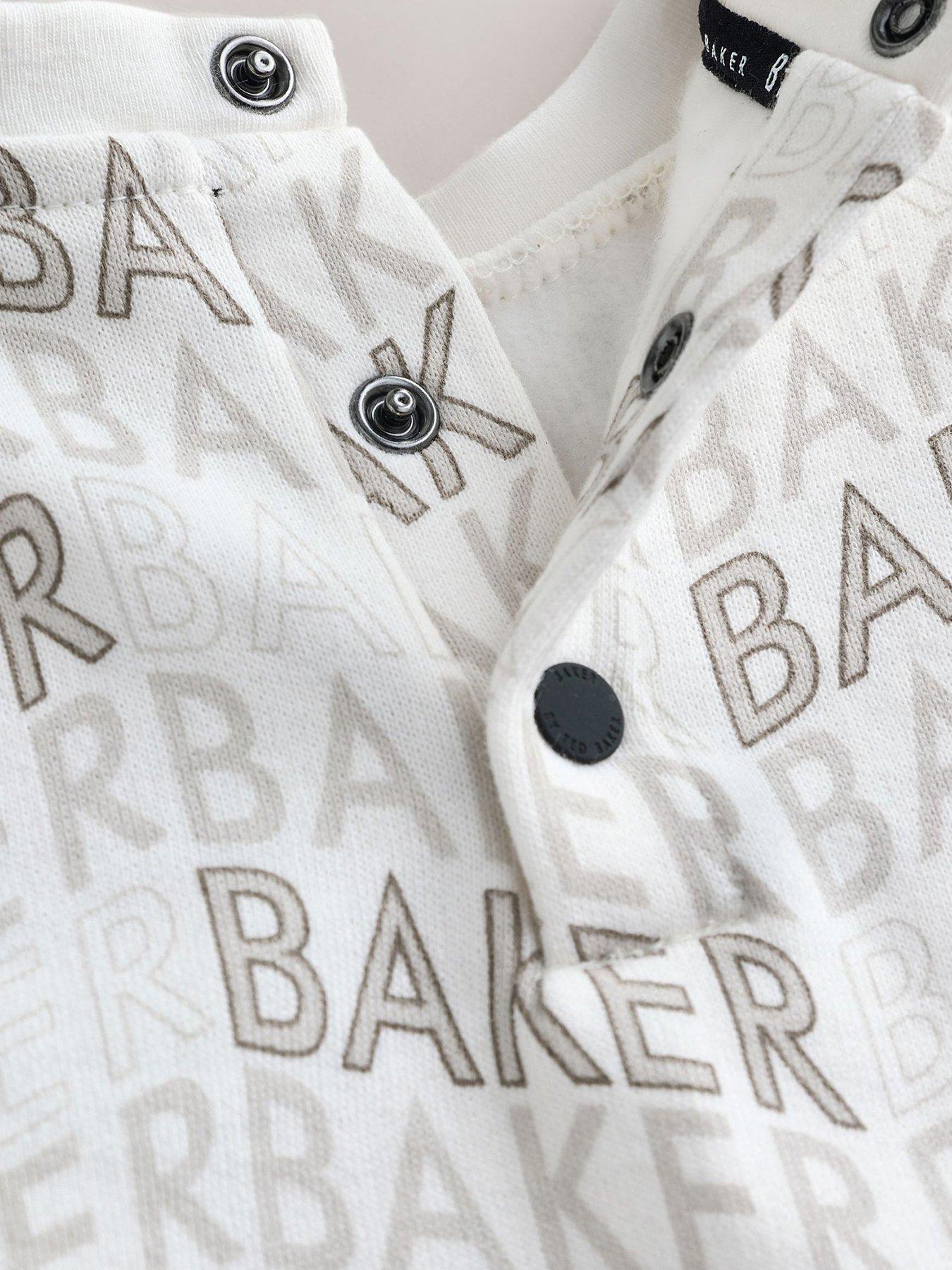 Image 3 of 5 of Ted Baker Baby Boys Letter Print Mockable Rompersuit - Beige