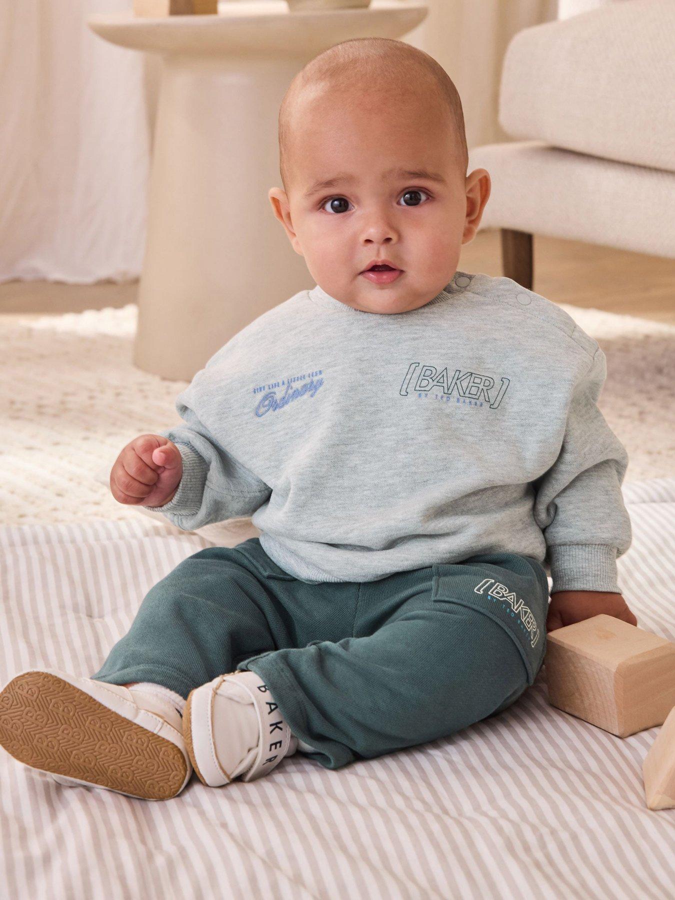 Ted Baker Baby Boys Graphic Sweatshirt And Wide Leg Jogger Set - Grey