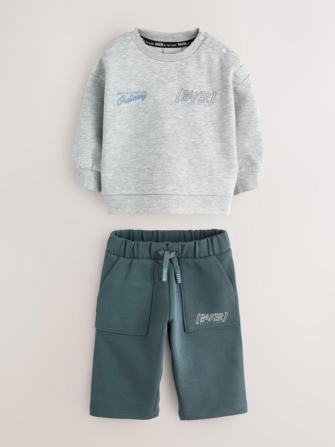 Ted Baker Younger Boys Graphic Sweatshirt And Wide Leg Jogger Set - Grey