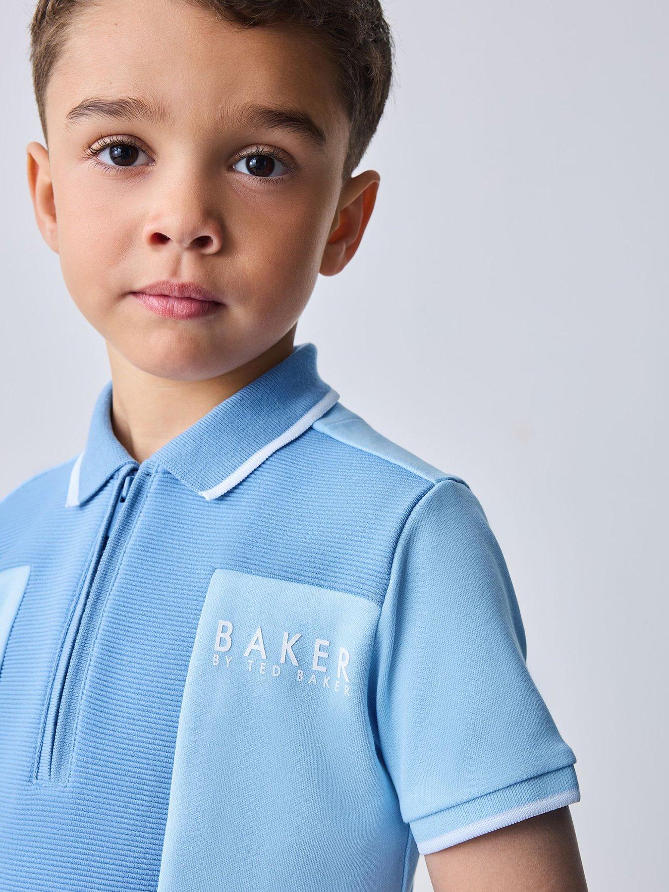 Image 3 of 7 of Ted Baker Boys Textured Polo Shirt &amp; Shorts Set - Blue