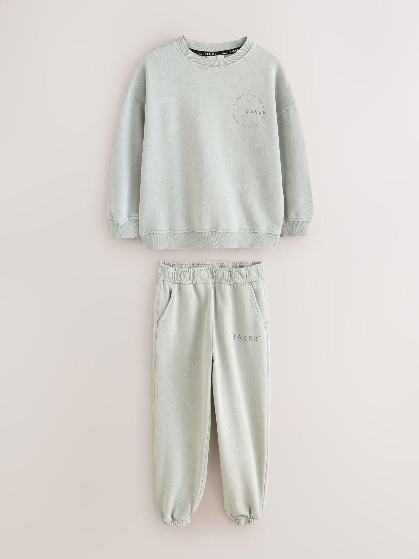 Image 4 of 6 of Ted Baker Kids' Oversized Washed Sweatshirt and Joggers Set - Green