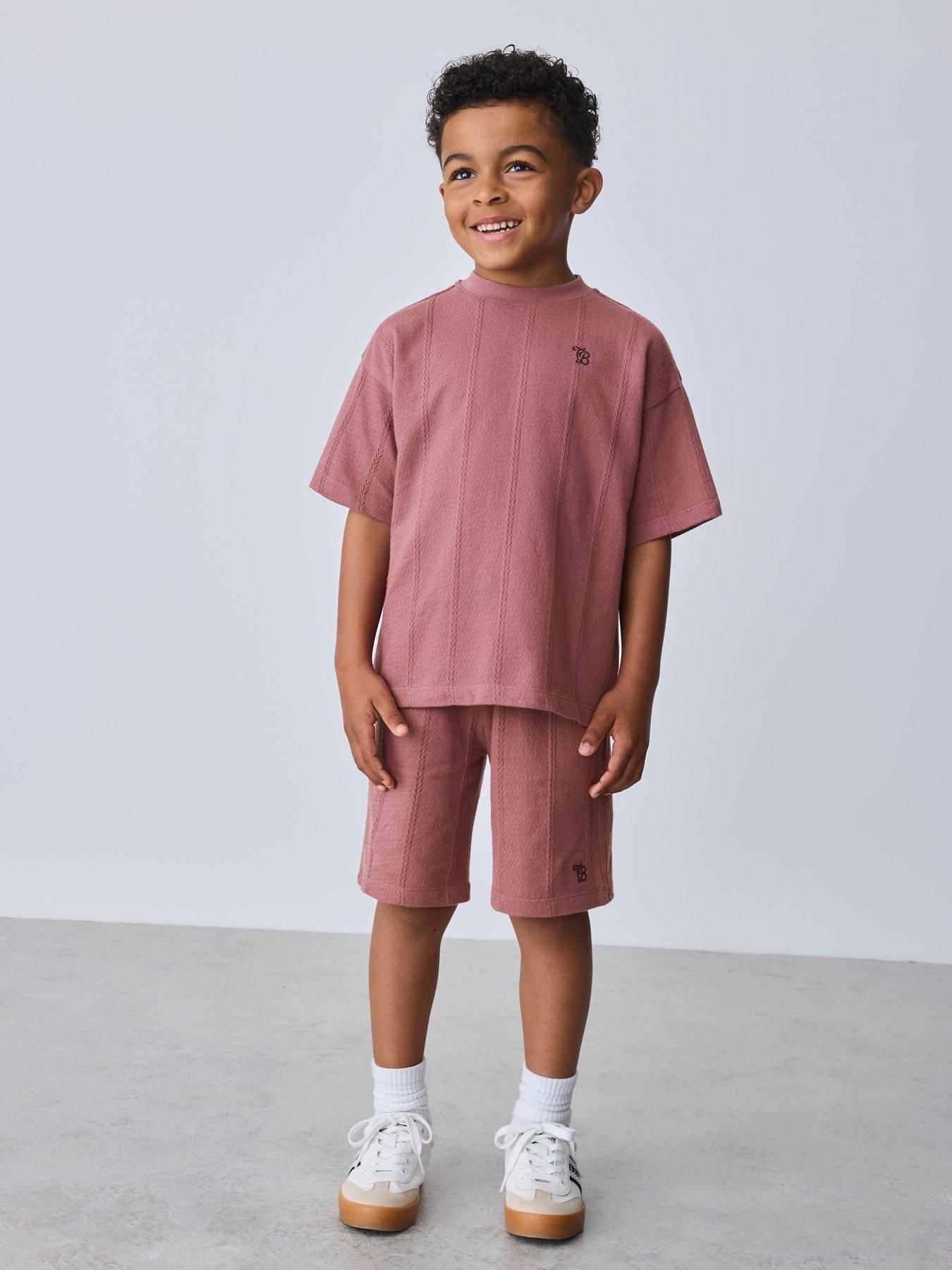 Image 1 of 7 of Ted Baker Kids' Textured T-Shirt and Shorts Set - Plum