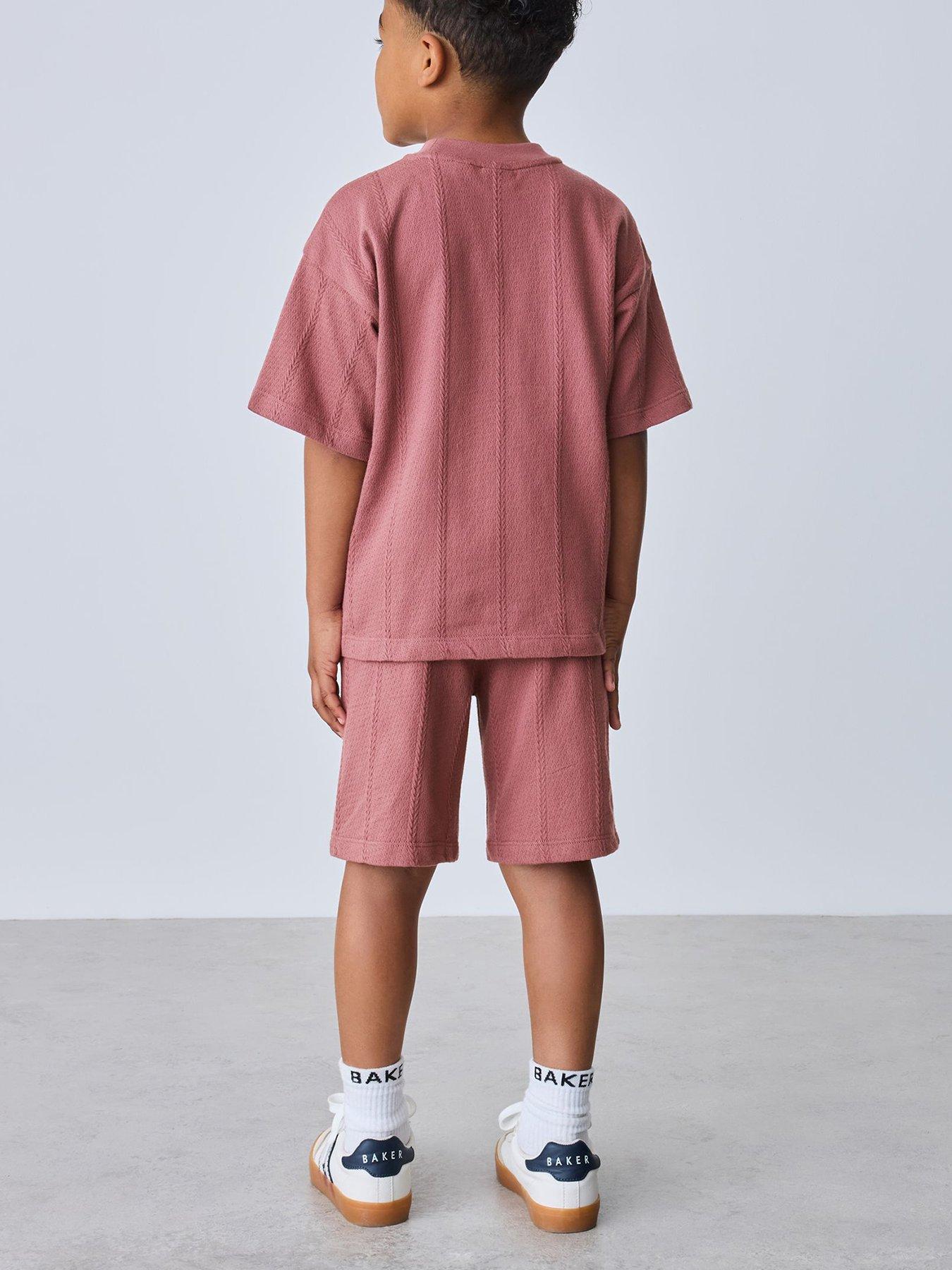 Image 2 of 7 of Ted Baker Kids' Textured T-Shirt and Shorts Set - Plum