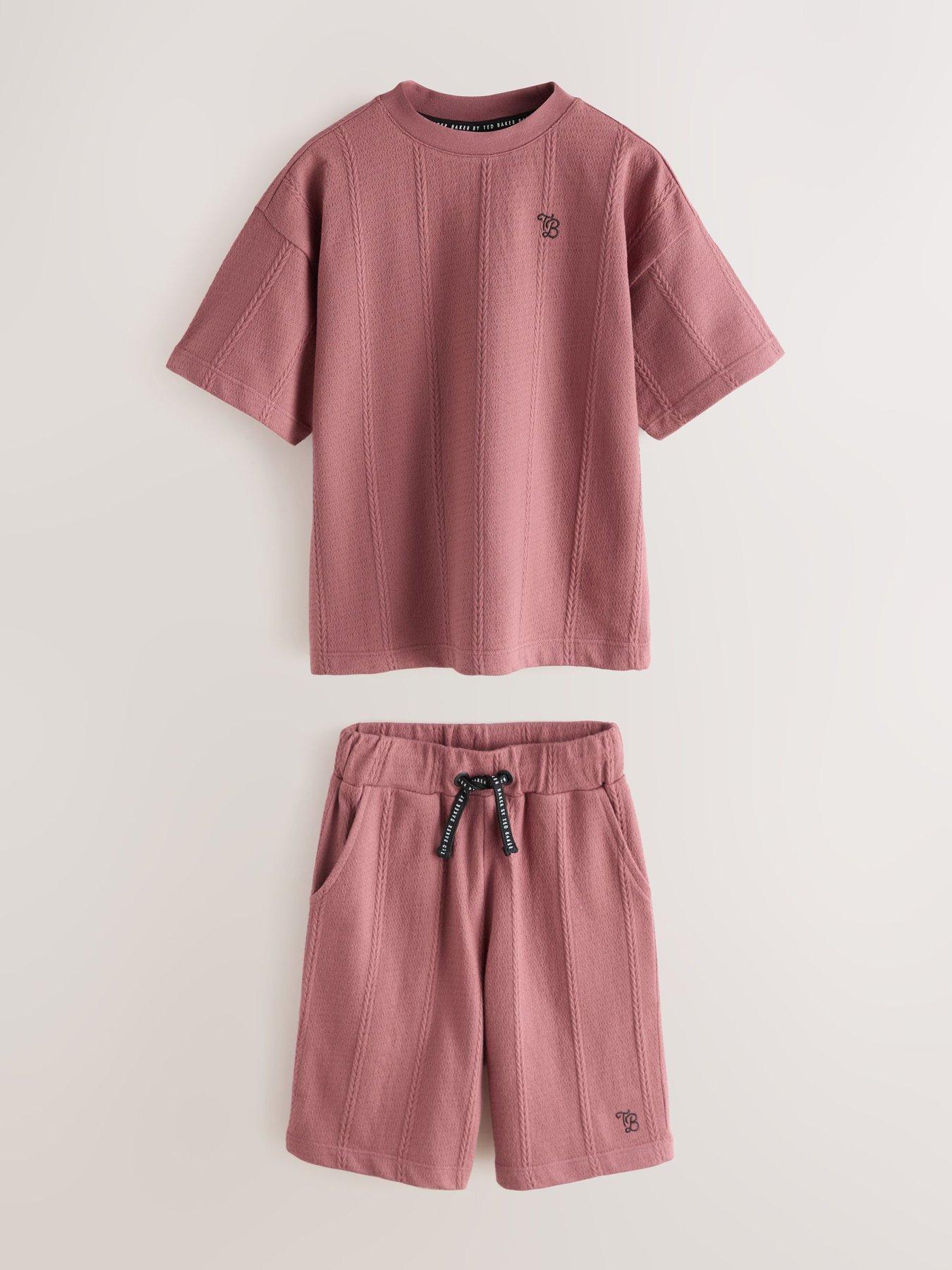Image 5 of 7 of Ted Baker Kids' Textured T-Shirt and Shorts Set - Plum