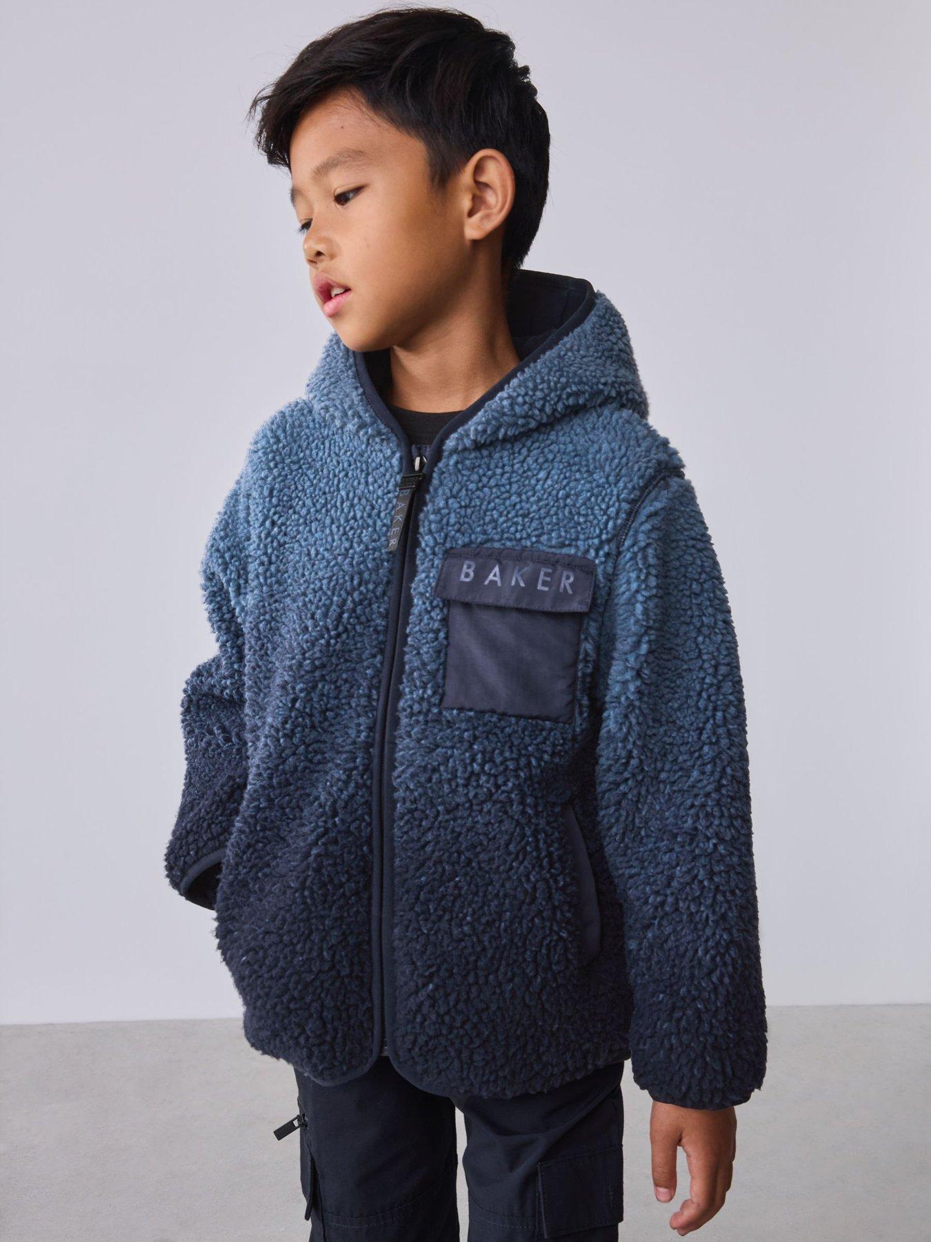 Image 1 of 7 of Ted Baker Boys Ombre Zip-Through Hooded Fleece - Blue
