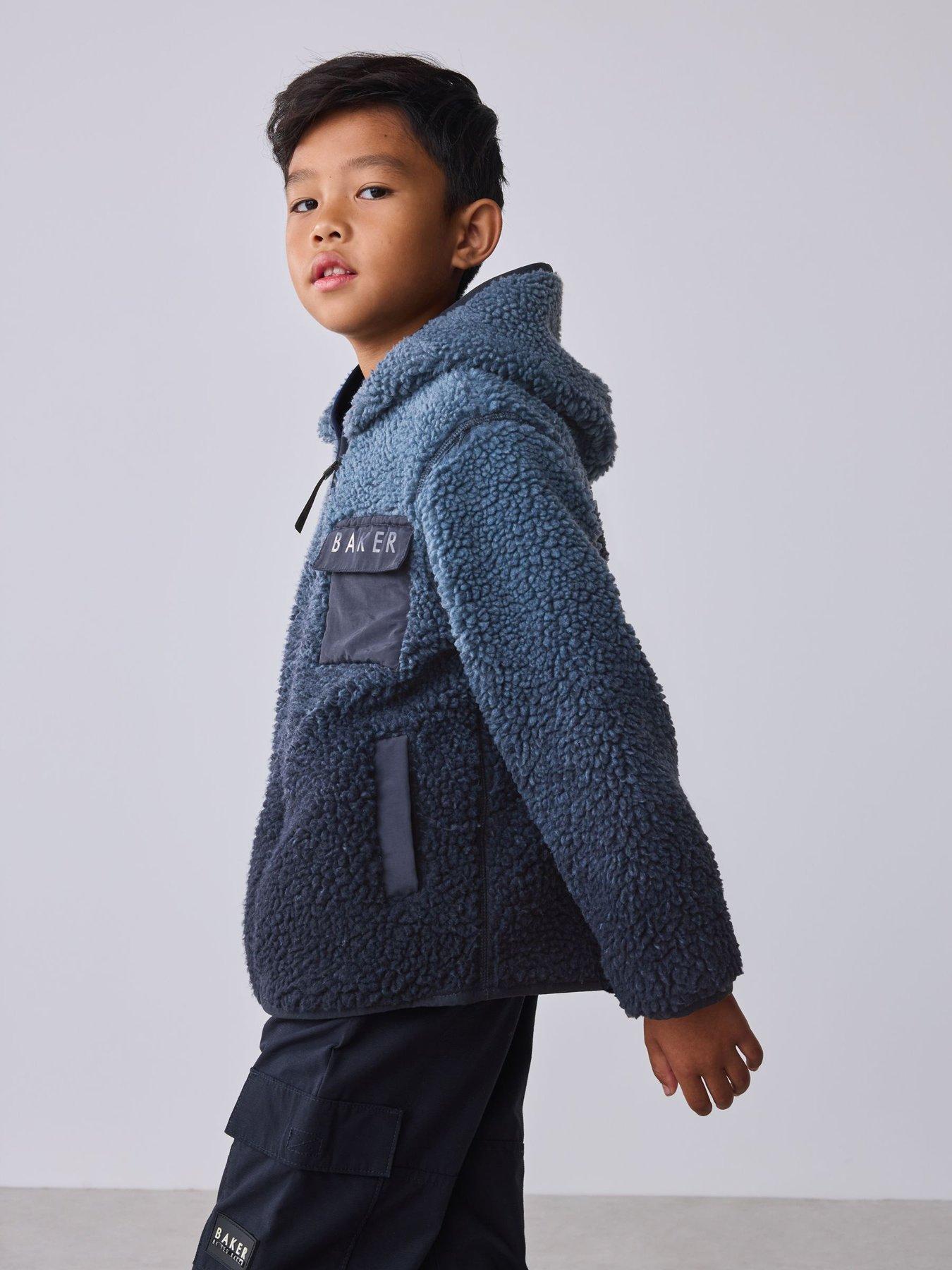 Image 3 of 7 of Ted Baker Boys Ombre Zip-Through Hooded Fleece - Blue