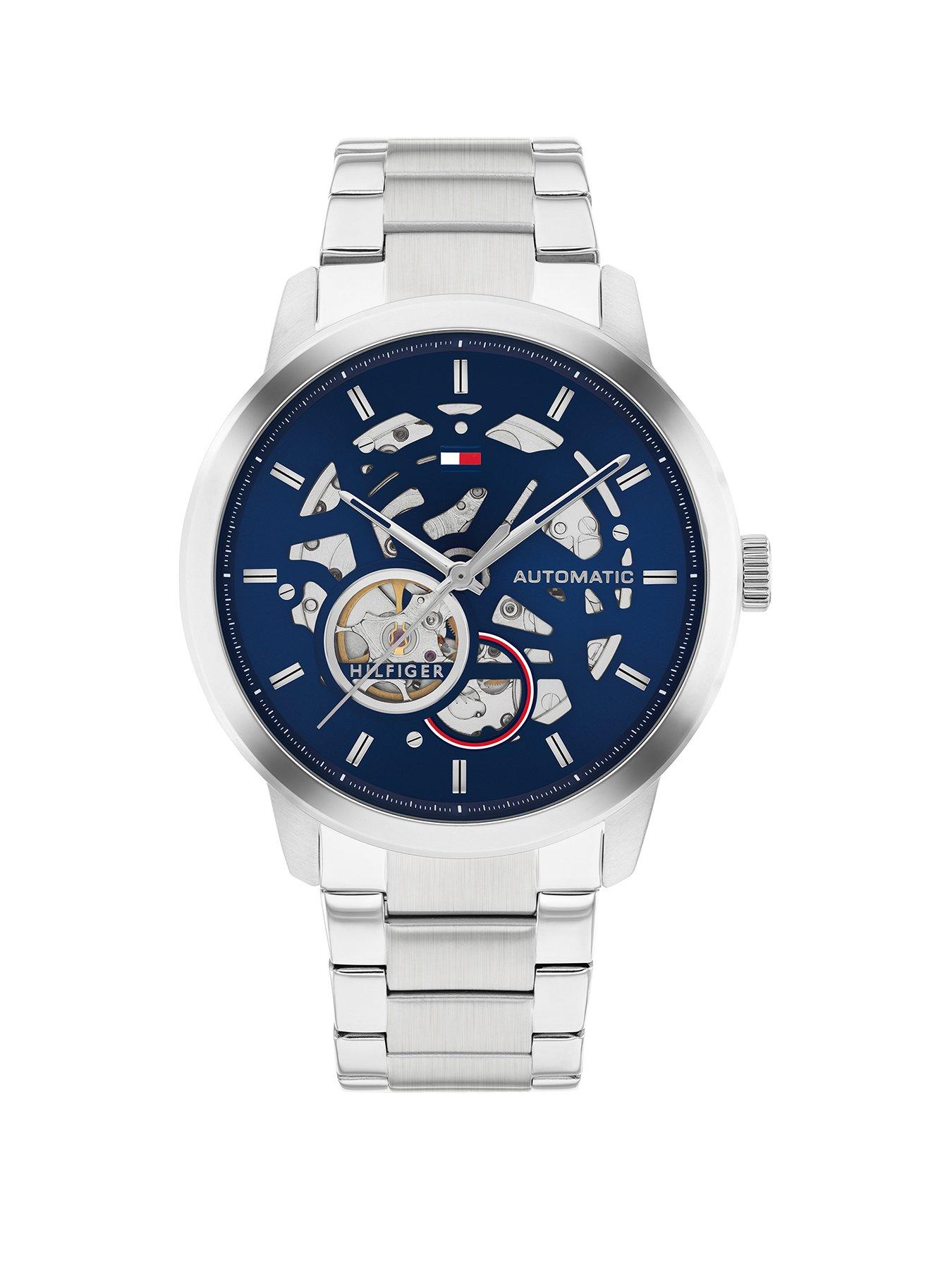 Tommy Hilfiger Men's Stainless Steel Automatic Watch with skeleton dial
