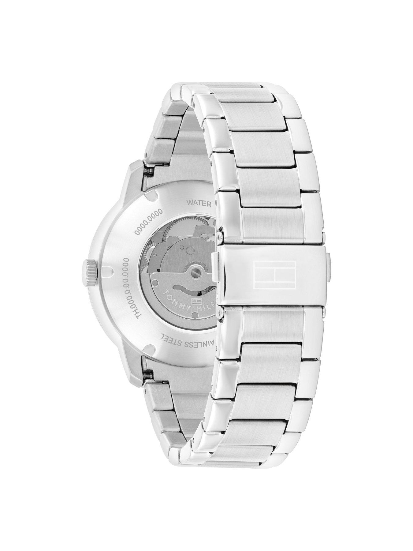 Image 3 of 7 of Tommy Hilfiger Men's Stainless Steel Automatic Watch with skeleton dial