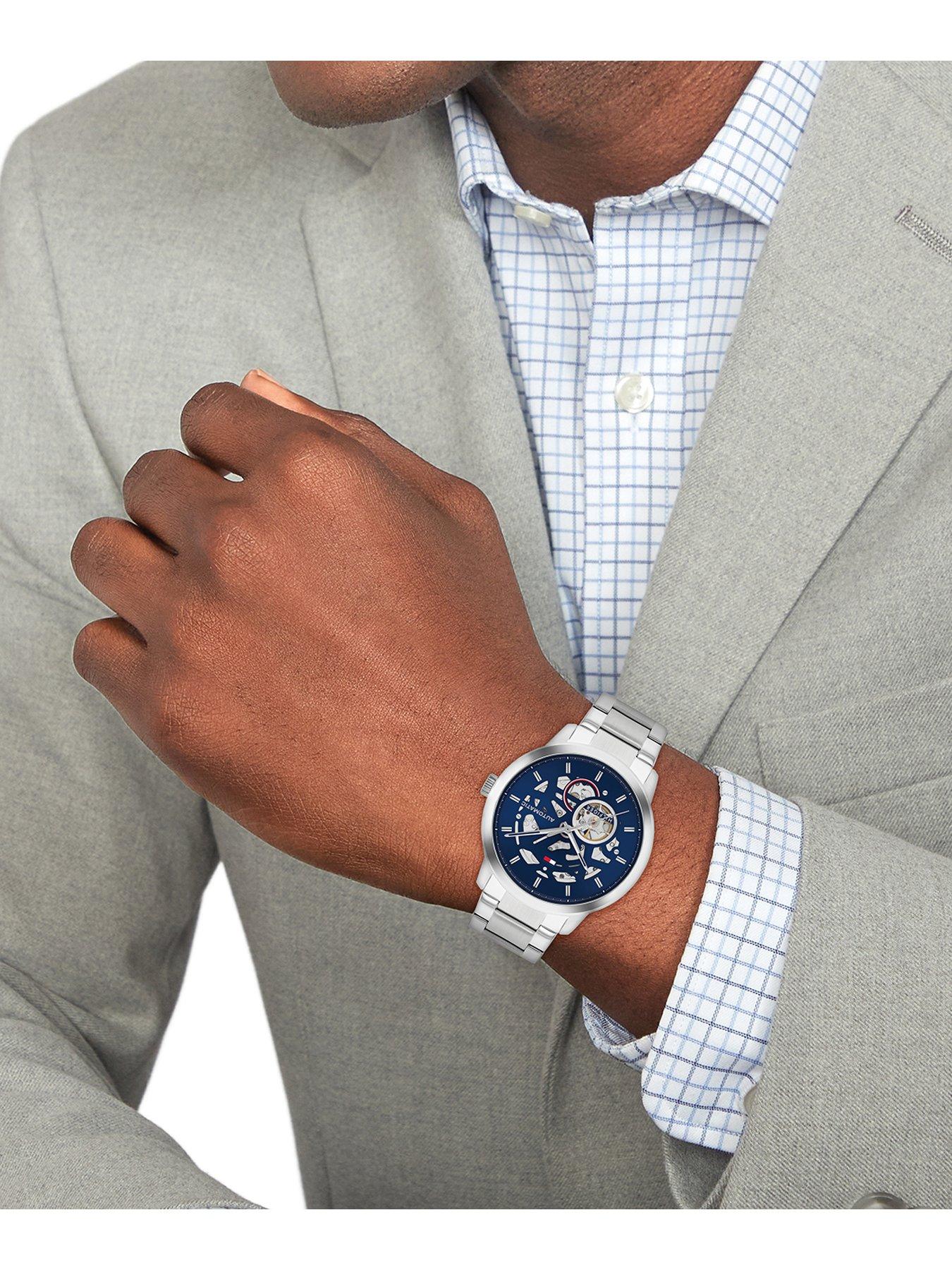 Image 4 of 7 of Tommy Hilfiger Men's Stainless Steel Automatic Watch with skeleton dial