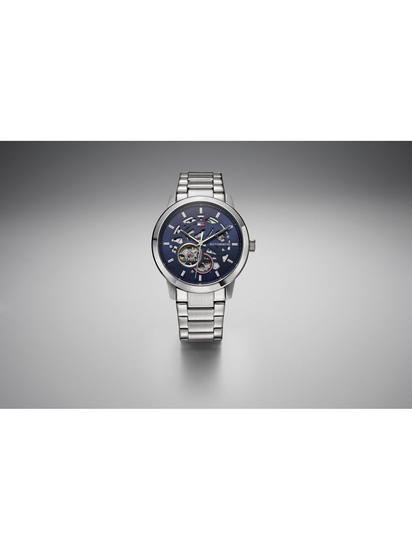 Image 5 of 7 of Tommy Hilfiger Men's Stainless Steel Automatic Watch with skeleton dial