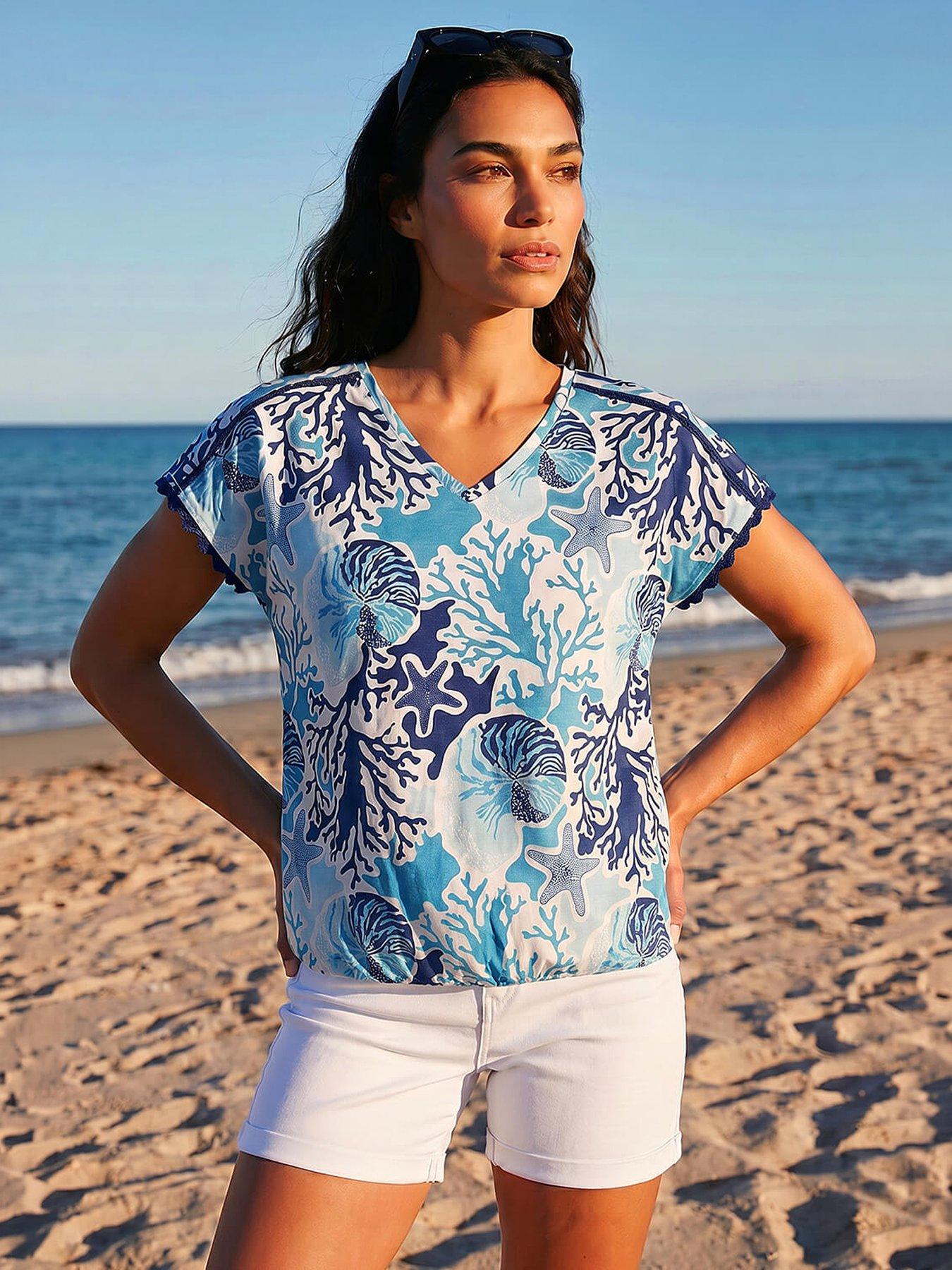 Image 1 of 4 of Roman Marine Ric Rac Trim Top