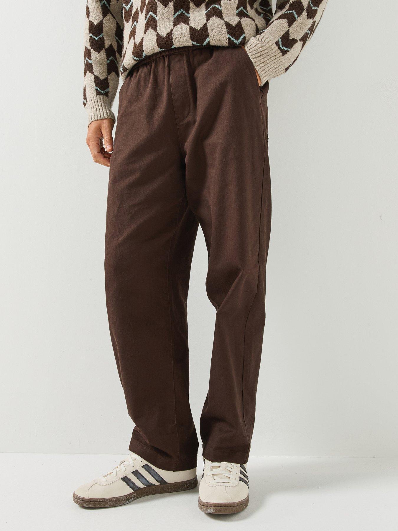 Farah Farah Greenport Drawstring Straight Loose Fit Trousers - Brown