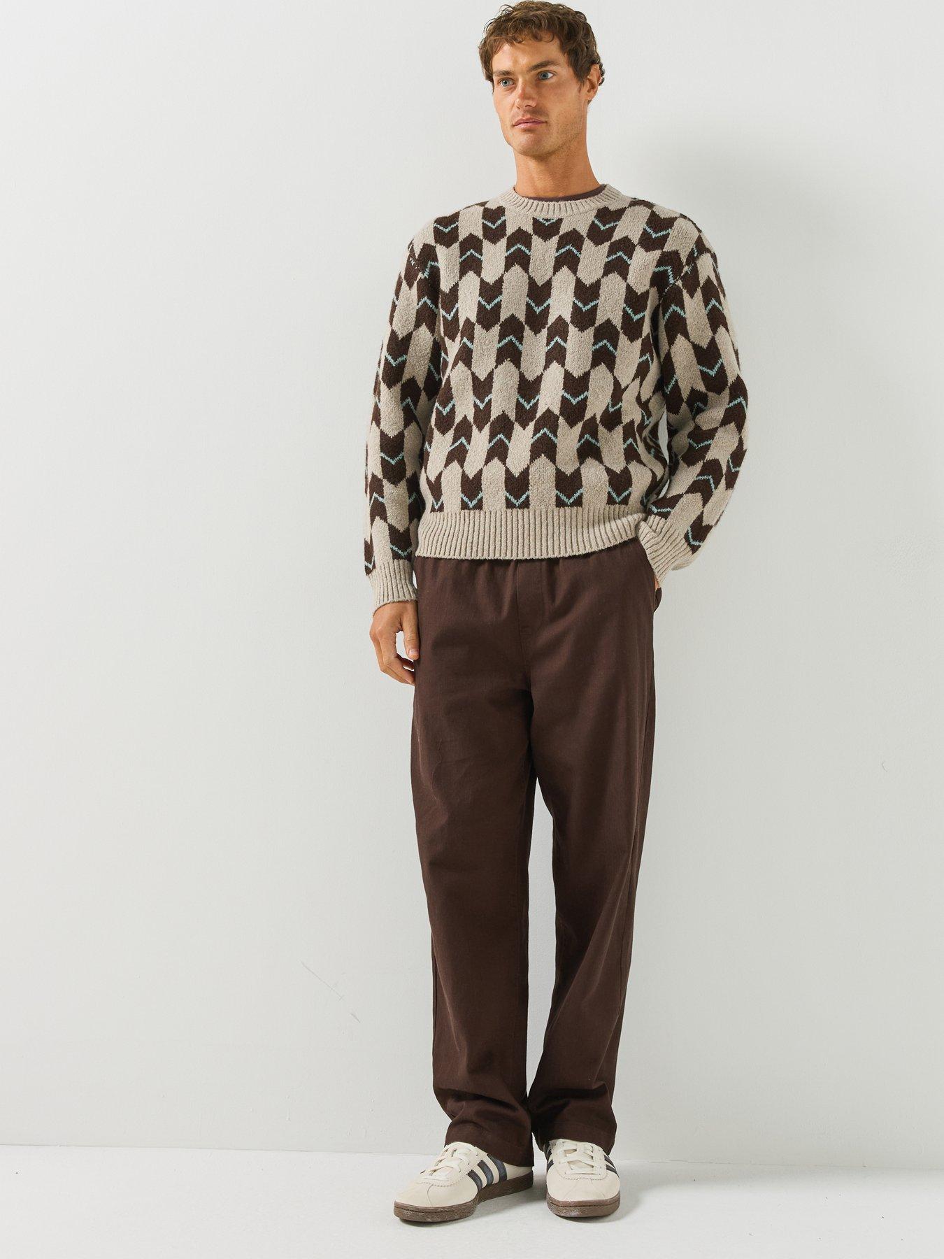 Image 3 of 6 of Farah Greenport Drawstring Straight Loose Fit Trousers - Brown