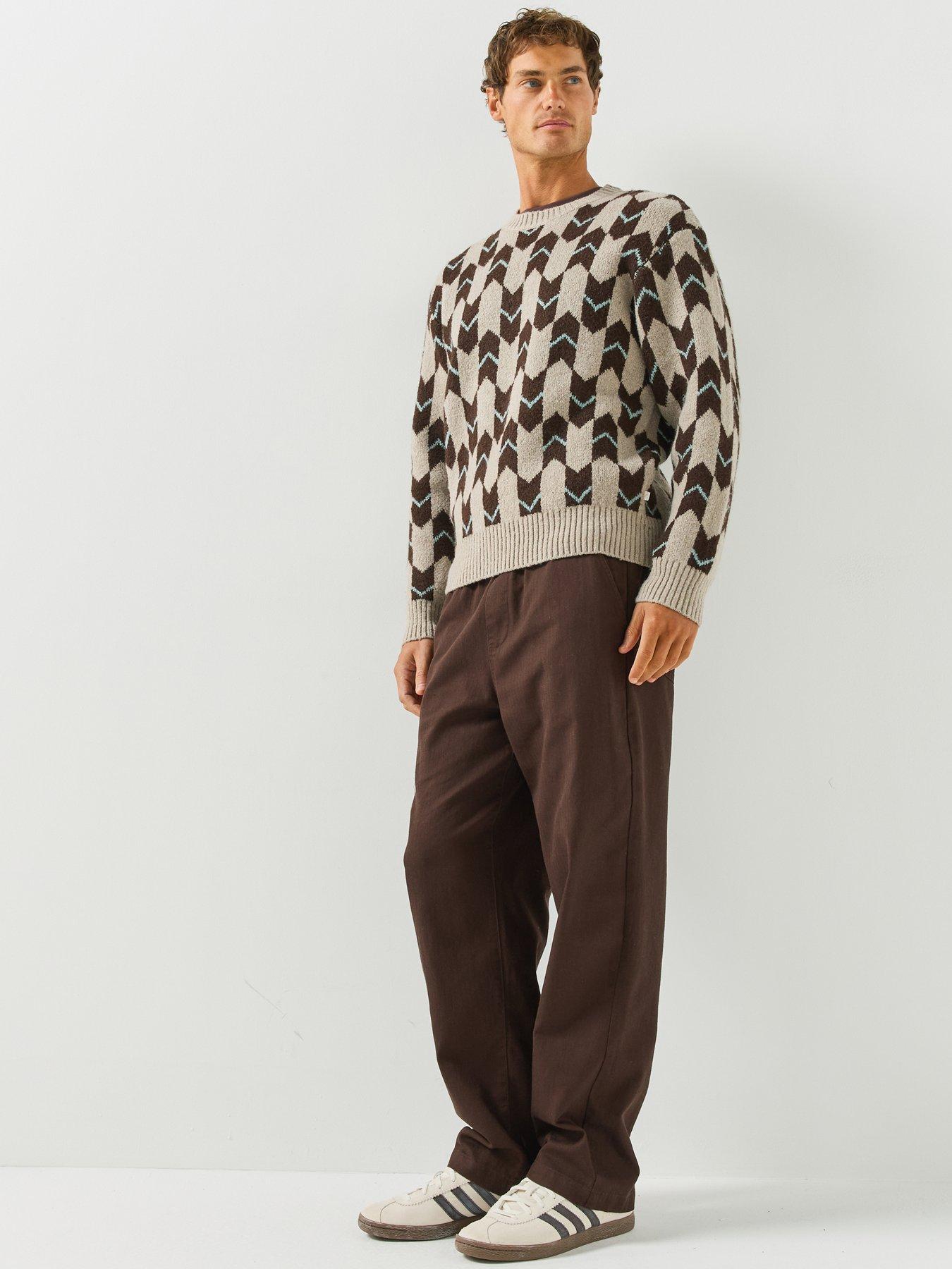 Image 5 of 6 of Farah Greenport Drawstring Straight Loose Fit Trousers - Brown
