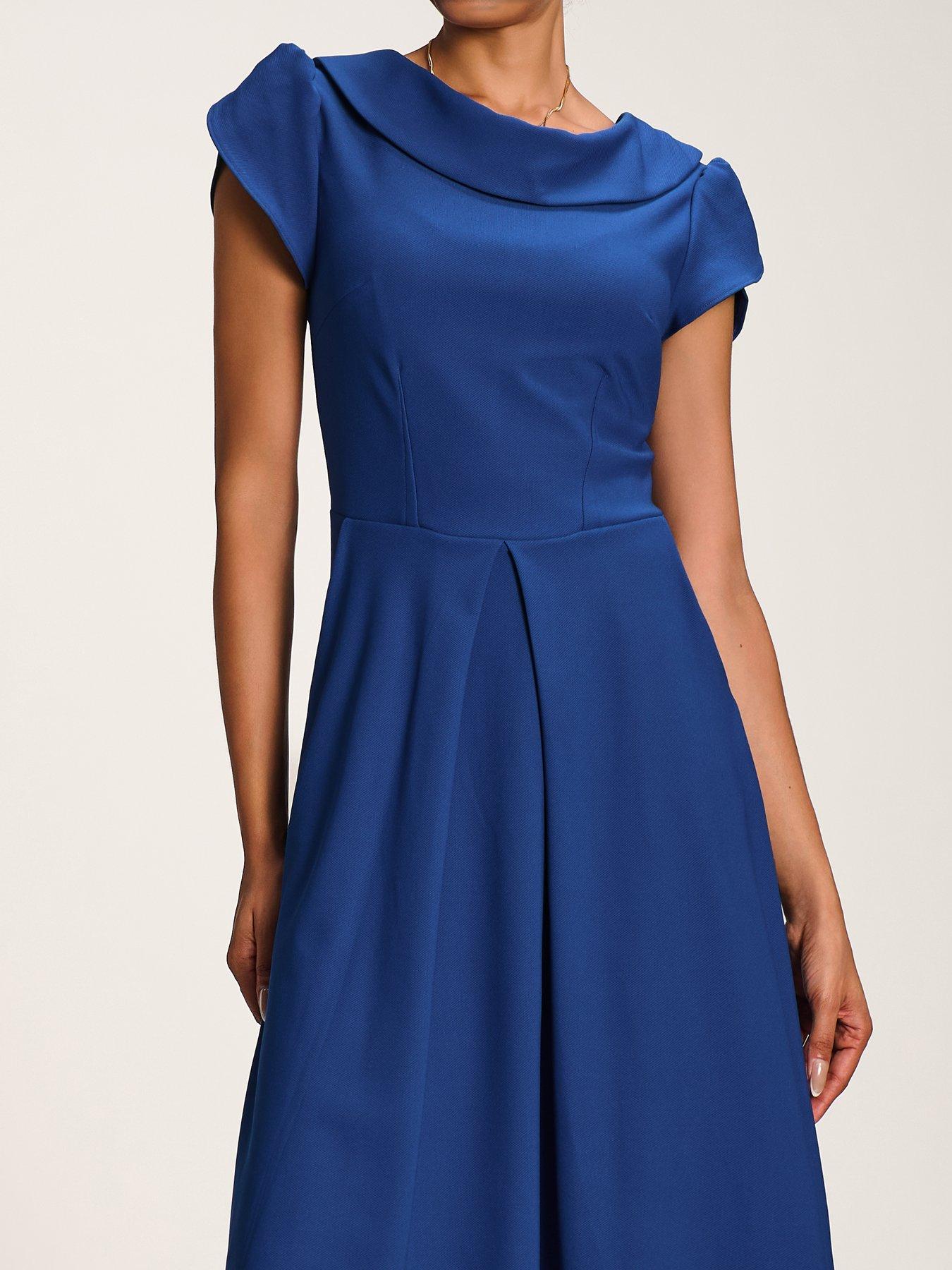 Image 4 of 7 of Jolie Moi Roll Neck Petal Sleeve Midi Dress - Blue