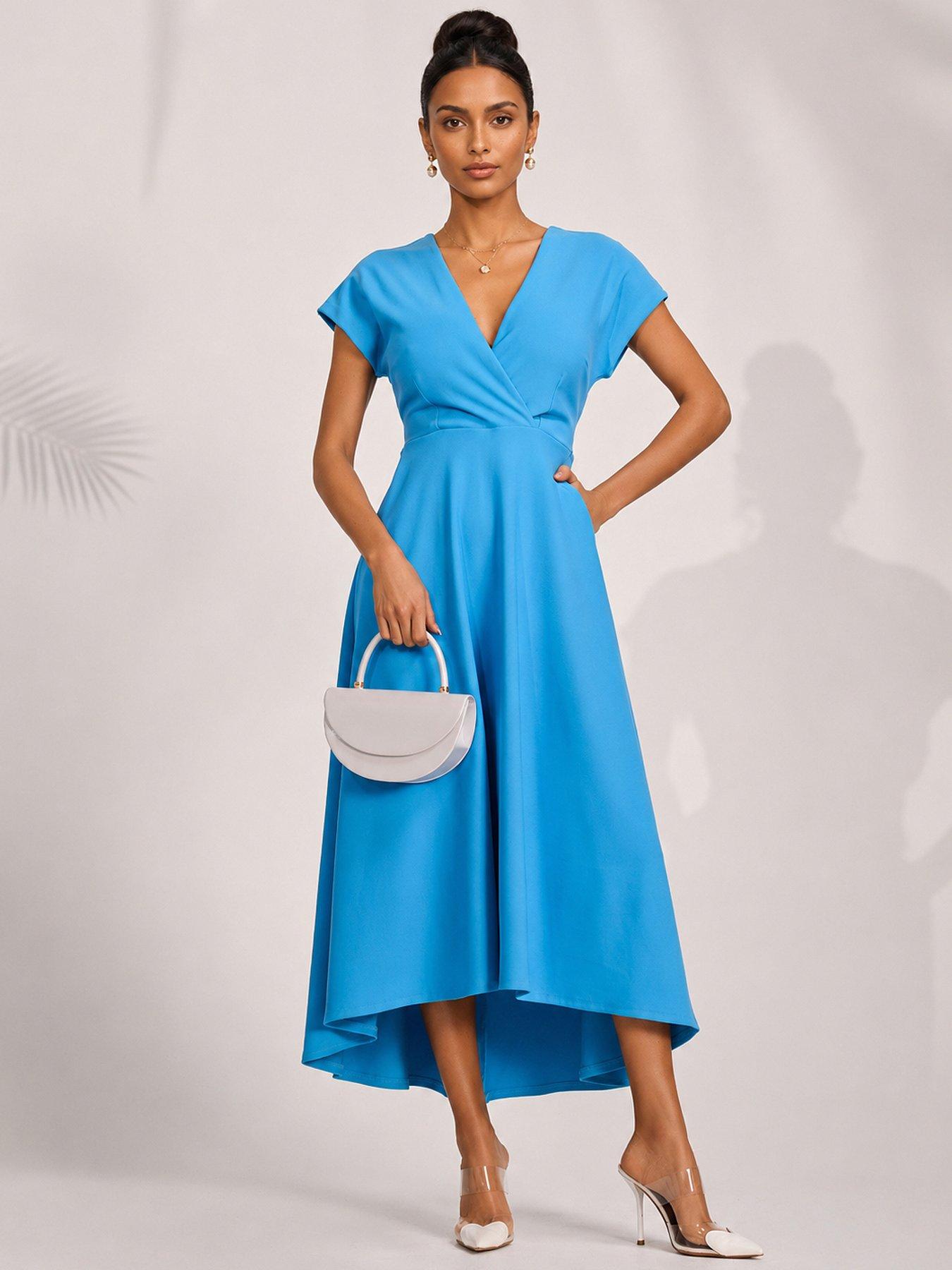Jolie Moi Printed Scuba Dipped Hem Maxi Dress