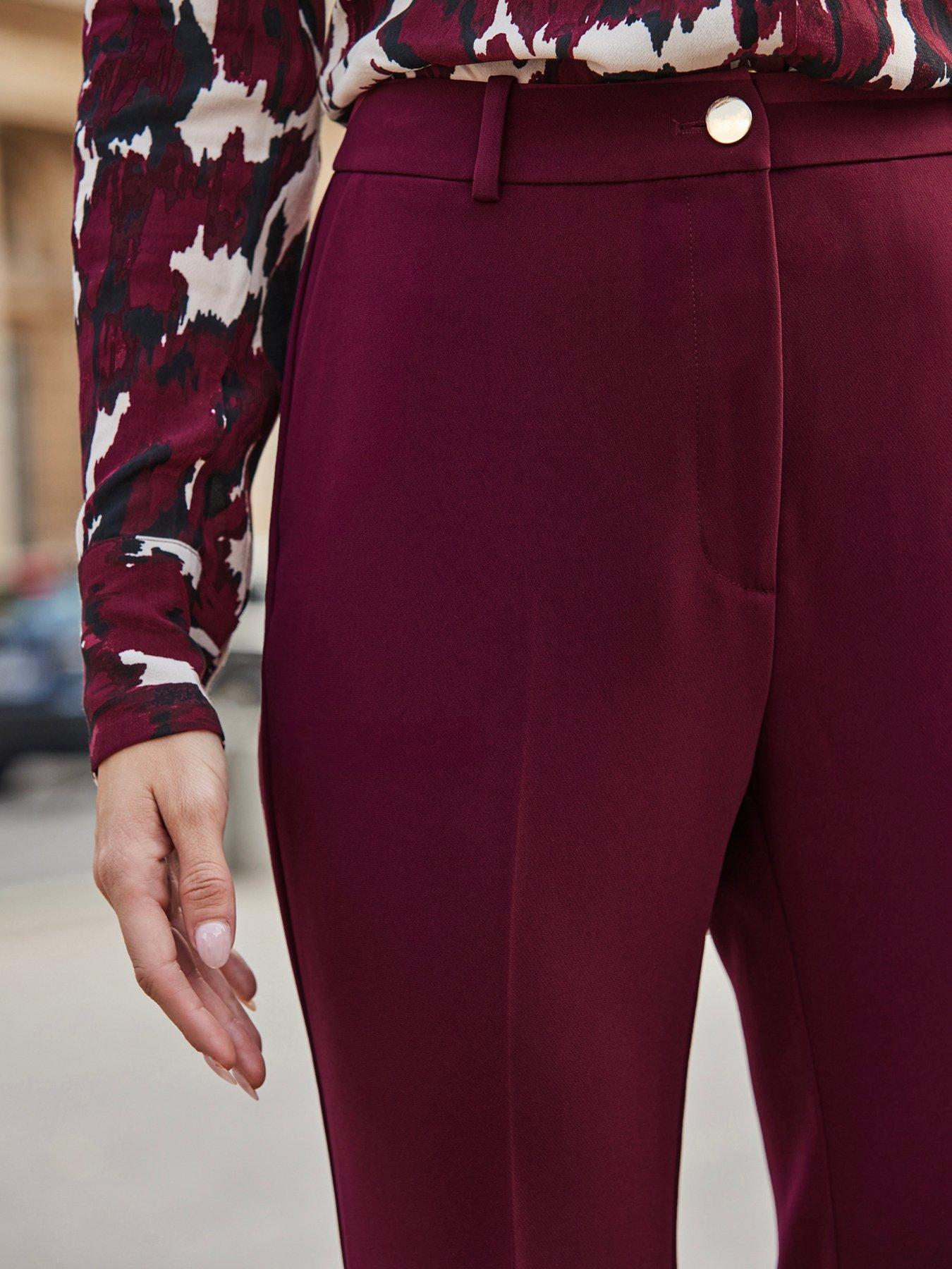 Image 3 of 6 of Sosandar Burgundy Kick Flare Trousers - Red