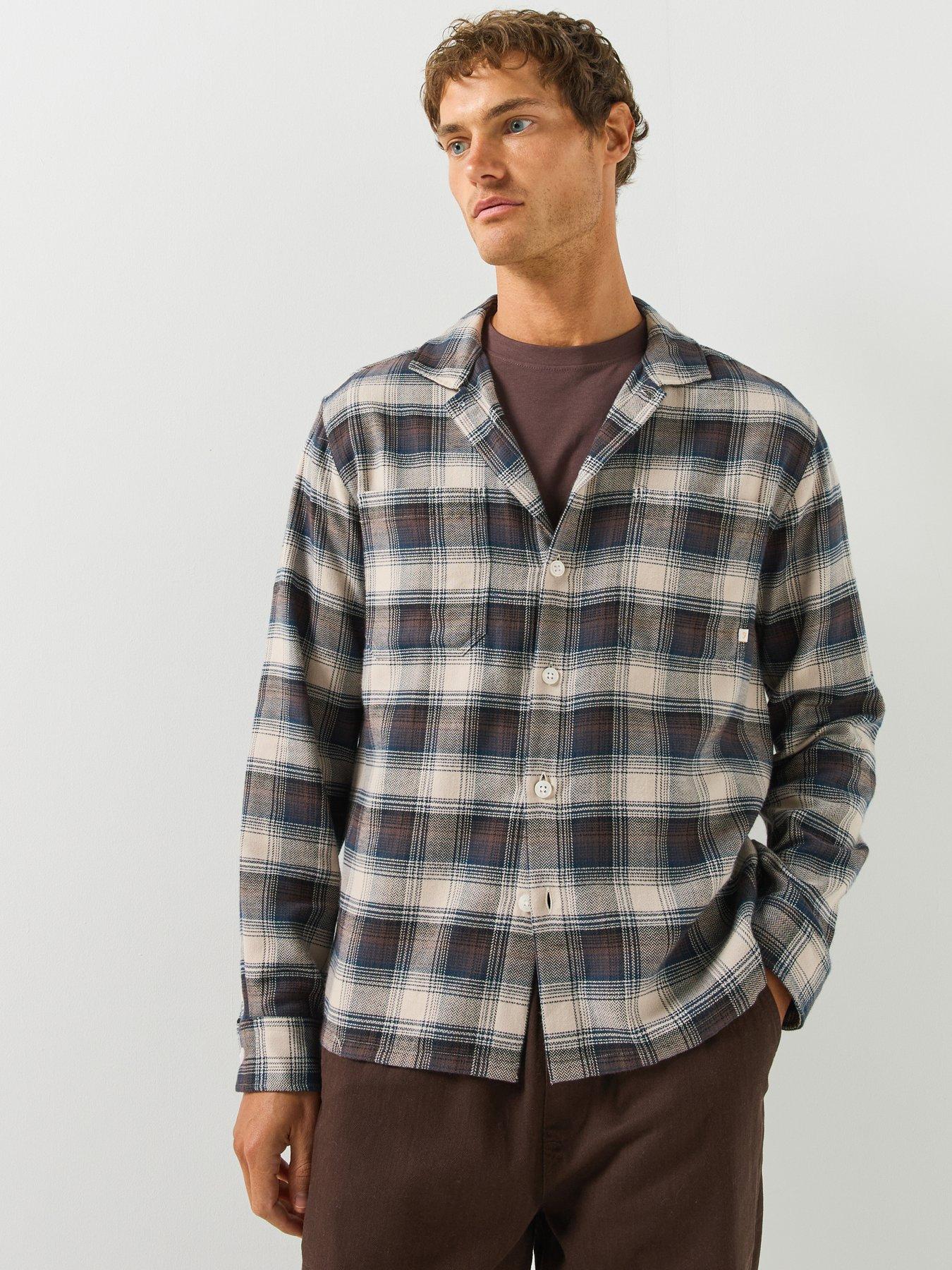 Farah Farah Lavelle F Tab Check Print Long Sleeve Shirt - Brown