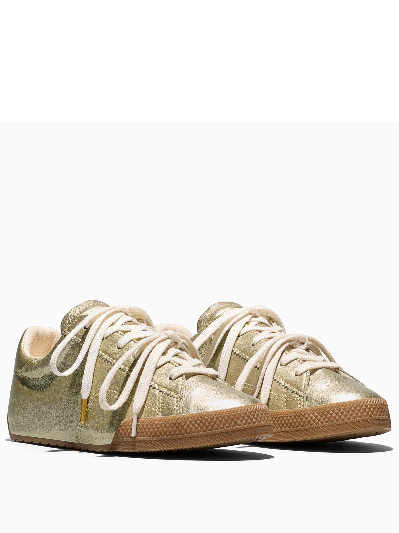 Image 2 of 5 of Converse Womens Chuck Taylor Ox Sunflower Metallic Lace-Up Trainers - Yellow