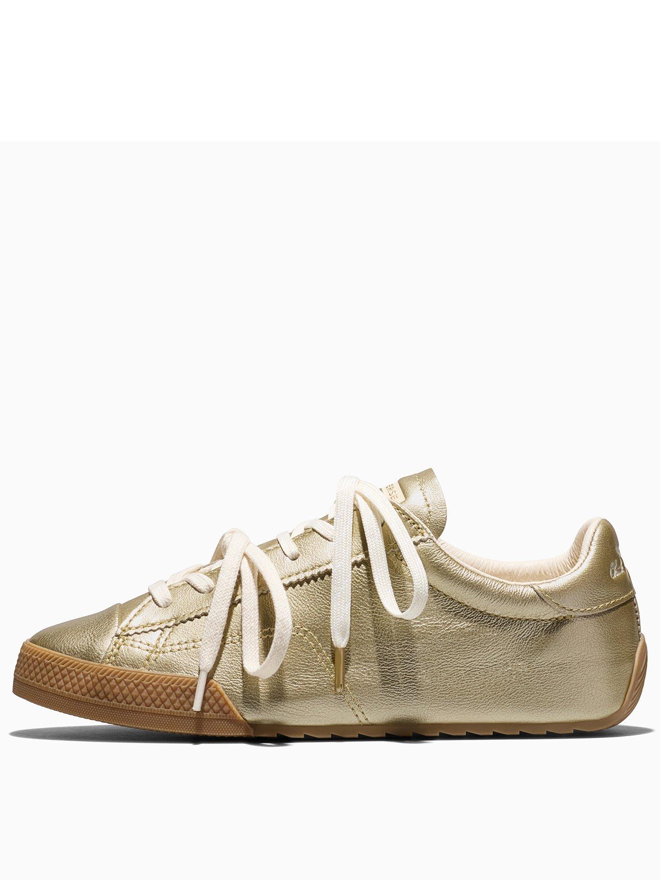 Image 3 of 5 of Converse Womens Chuck Taylor Ox Sunflower Metallic Lace-Up Trainers - Yellow