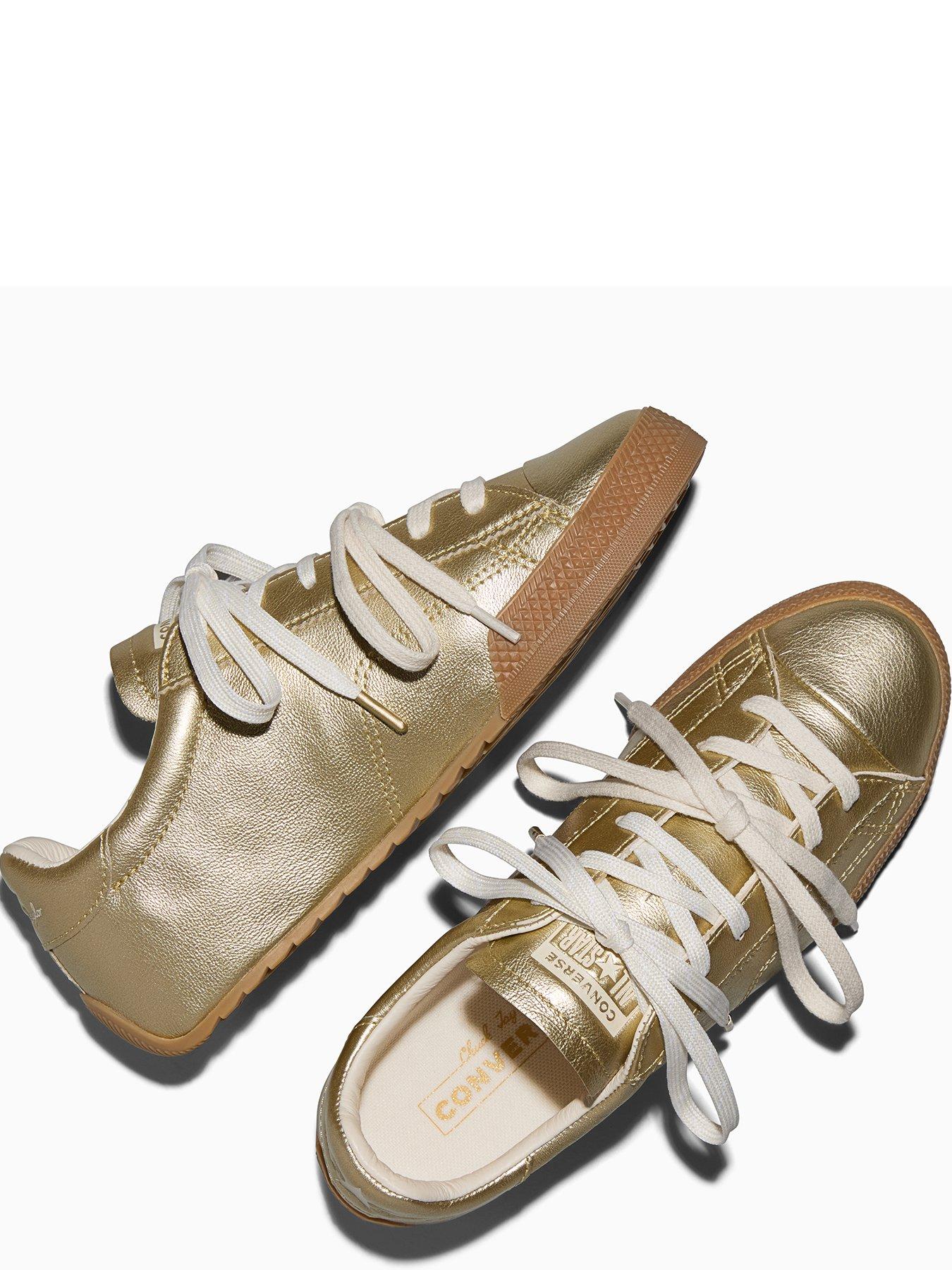 Image 4 of 5 of Converse Womens Chuck Taylor Ox Sunflower Metallic Lace-Up Trainers - Yellow