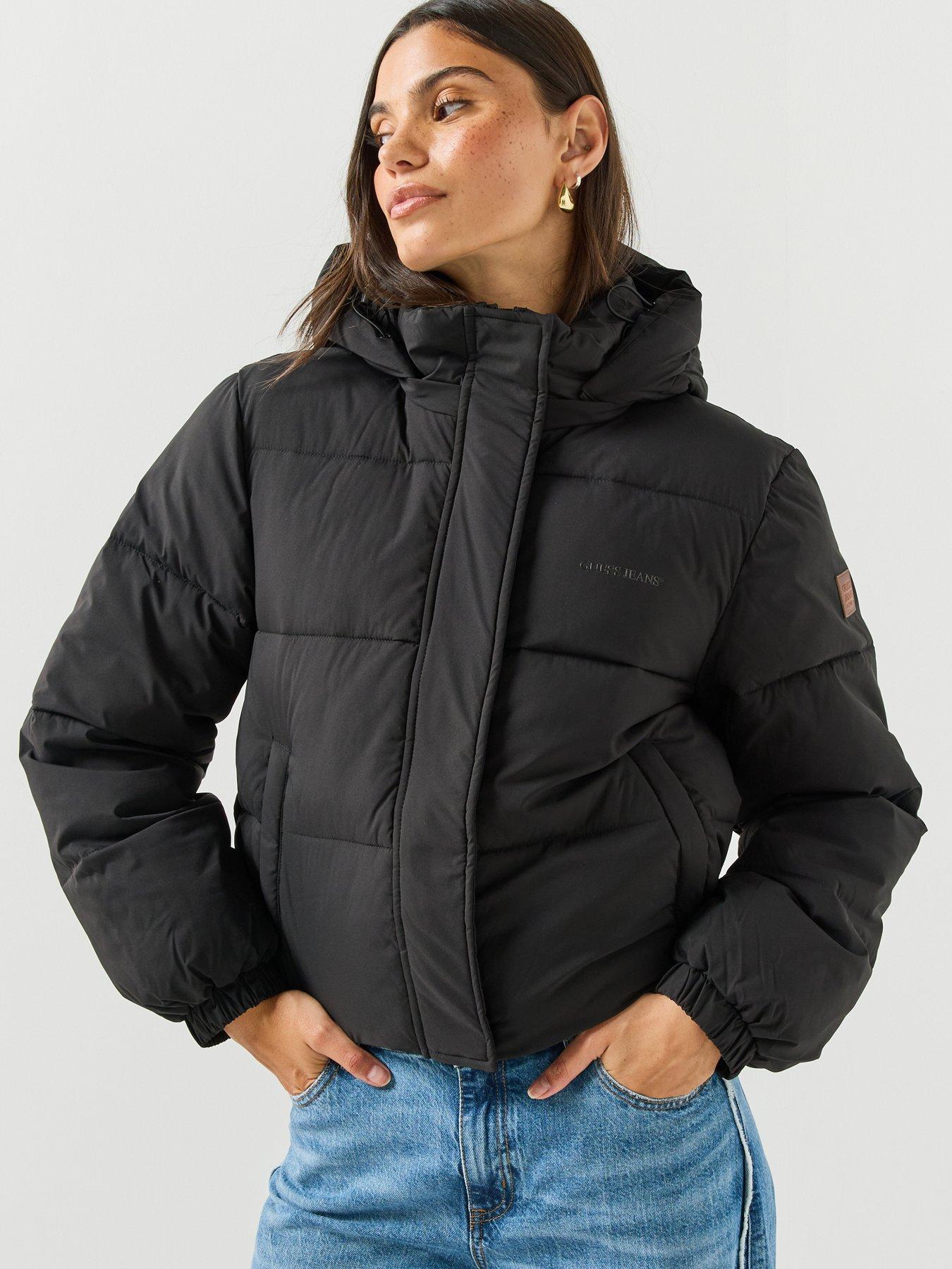 Image 6 of 6 of Guess Jeans Cropped Puffer Jacket - Black
