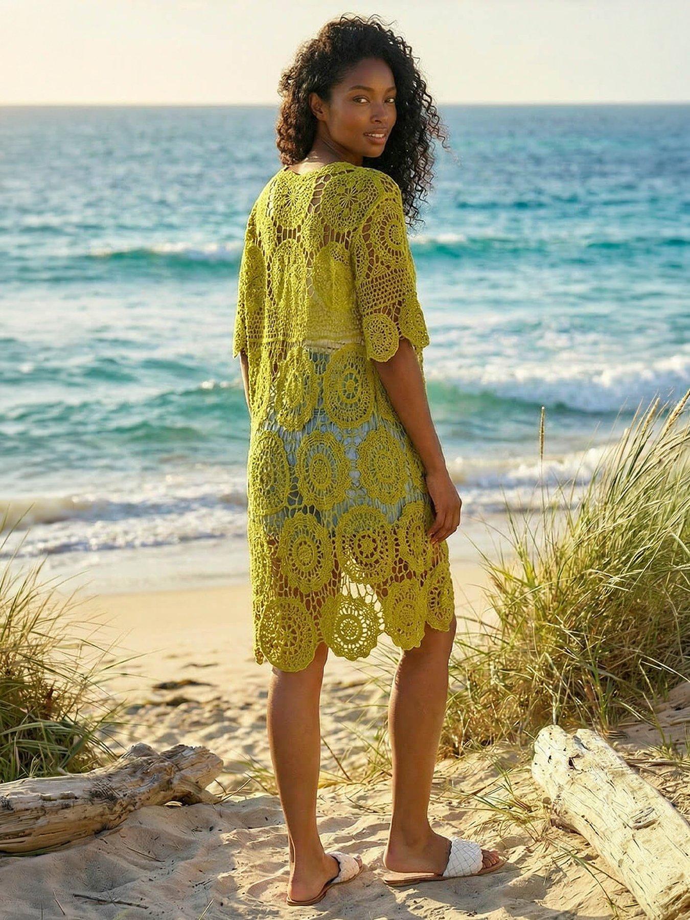 Image 3 of 4 of Roman Crochet Longline Knit Cardigan