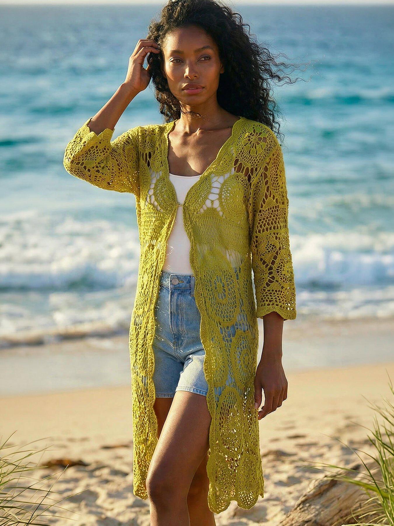 Image 4 of 4 of Roman Crochet Longline Knit Cardigan