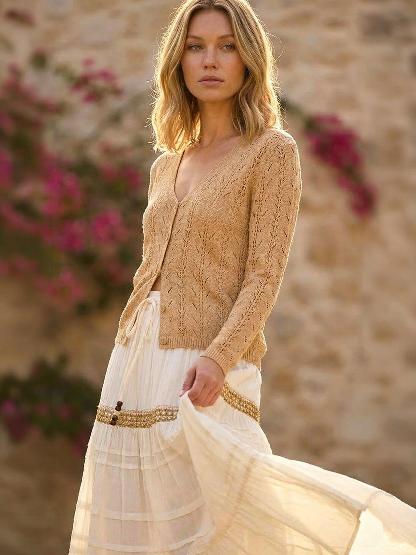 Roman Shimmer Button Knit Cardigan