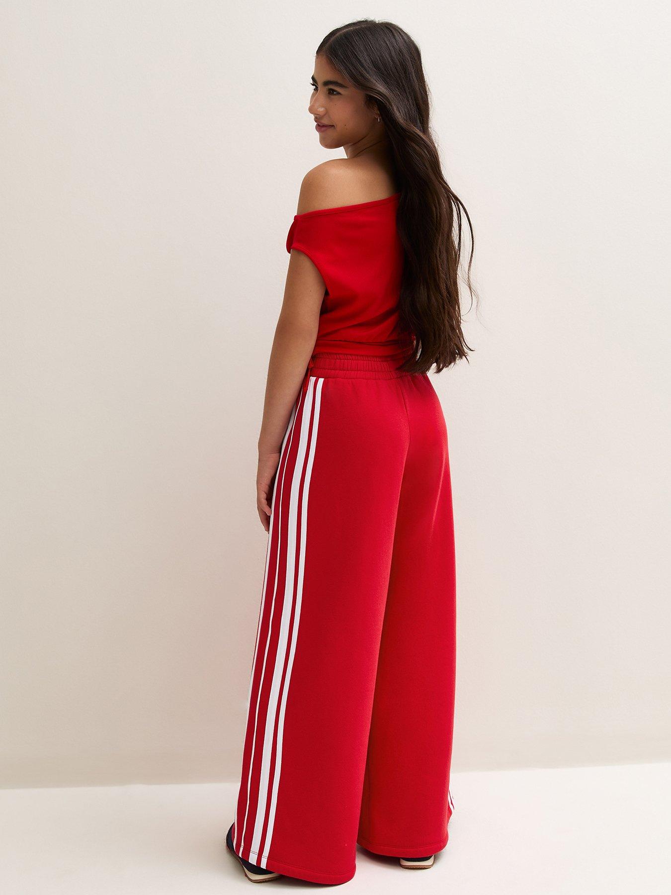 Image 2 of 6 of New Look 915 Girls Bright Red Side Stripe Wide Leg Joggers