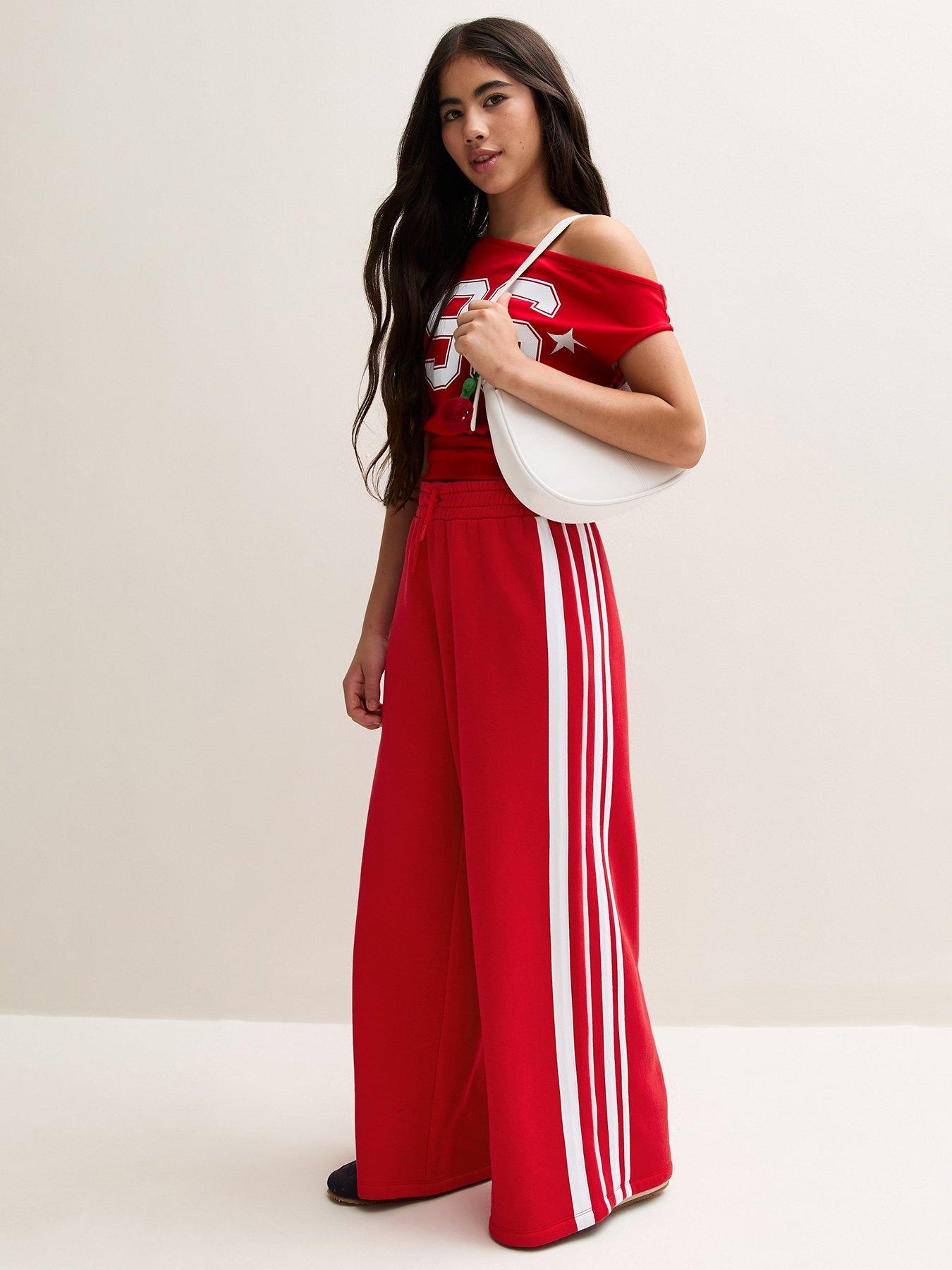 Image 3 of 6 of New Look 915 Girls Bright Red Side Stripe Wide Leg Joggers