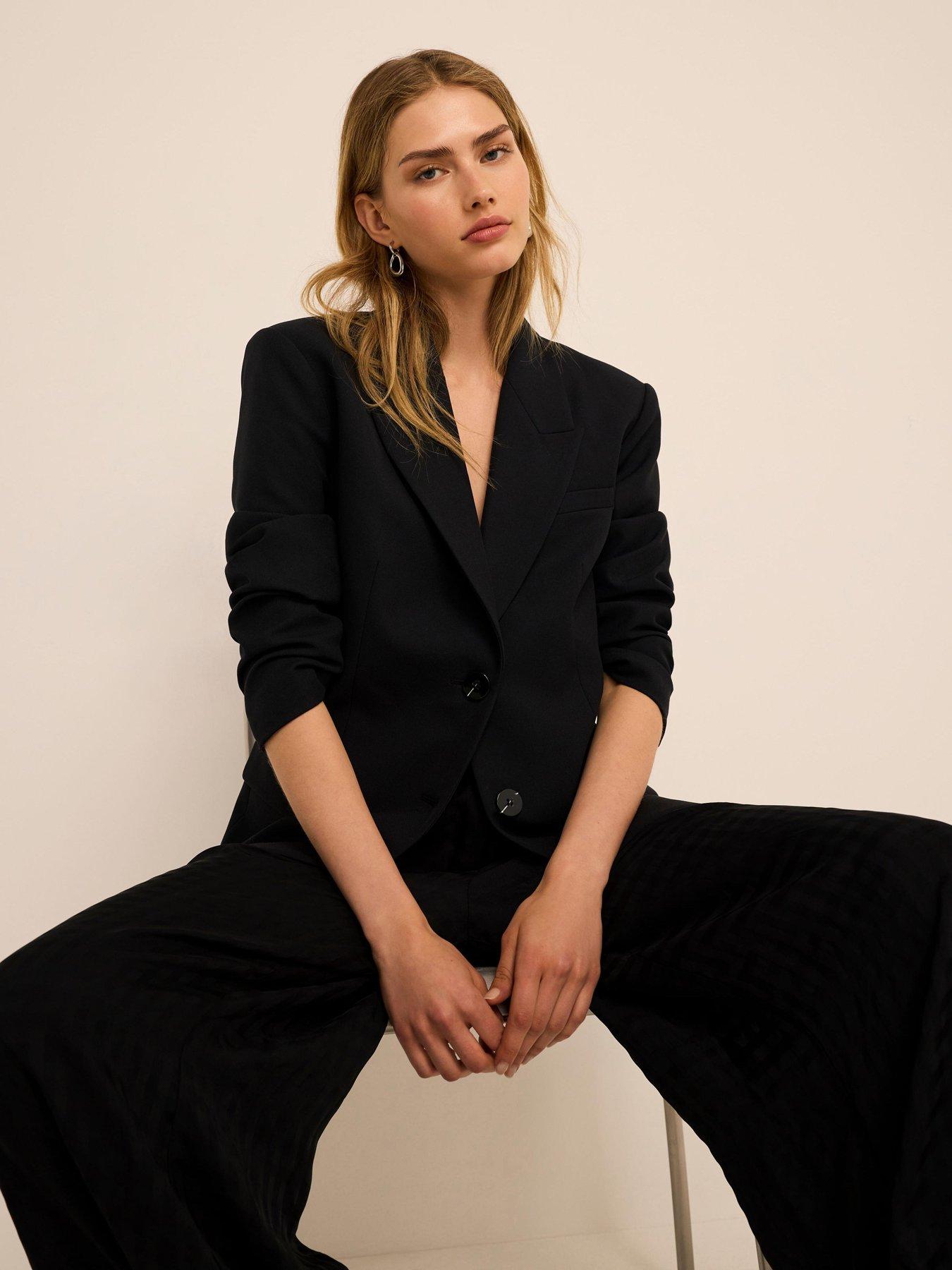 Image 1 of 6 of Mint Velvet Minimal Single-Breasted Blazer - Black