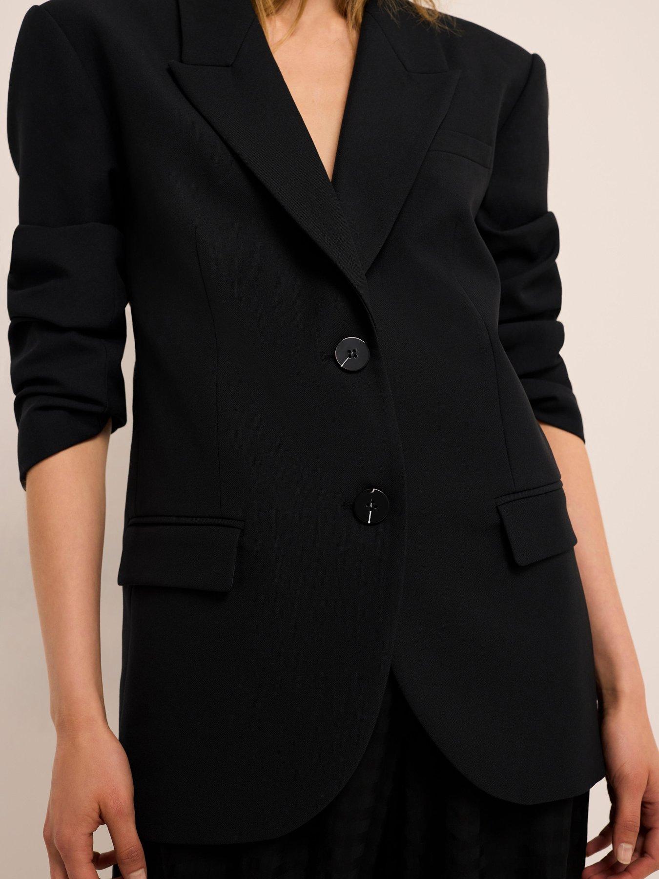 Image 3 of 6 of Mint Velvet Minimal Single-Breasted Blazer - Black