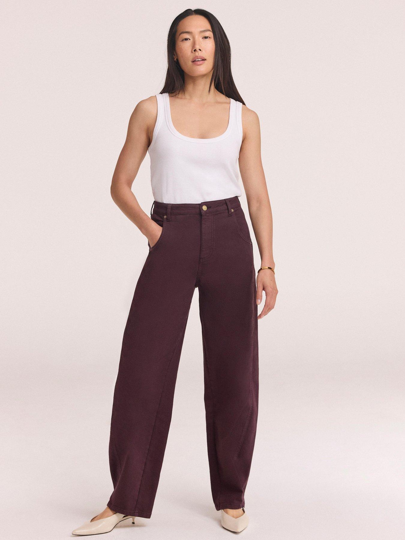 Mint Velvet Burgundy Wash Relaxed Barrel Leg Jeans - Red