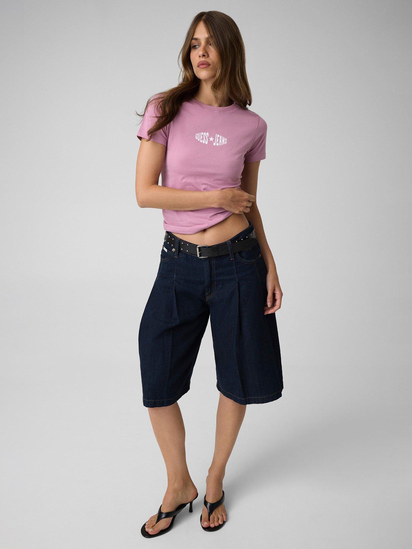 Image 2 of 4 of Guess Jeans Print Slim Fit T-shirt - Purple