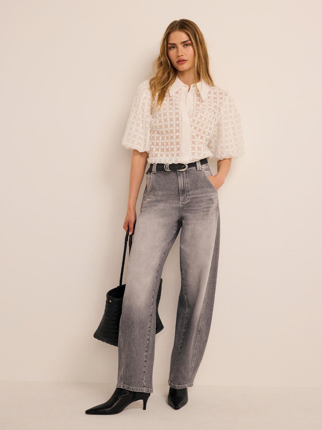 Image 4 of 6 of Mint Velvet Women's Relaxed Barrel Leg Jeans - Grey