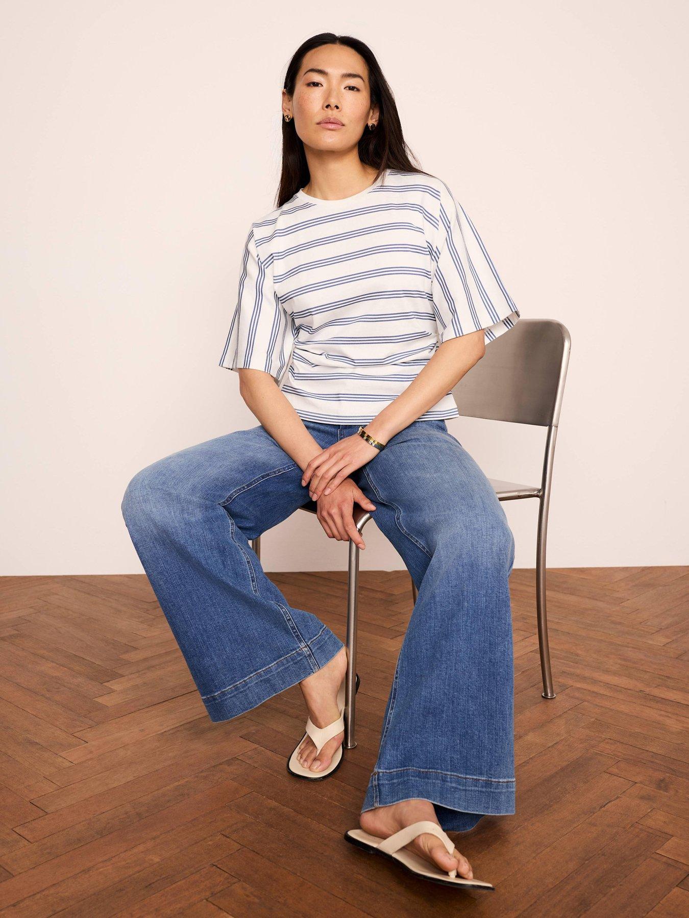 Mint Velvet Blue Stripe Batwing T-shirt