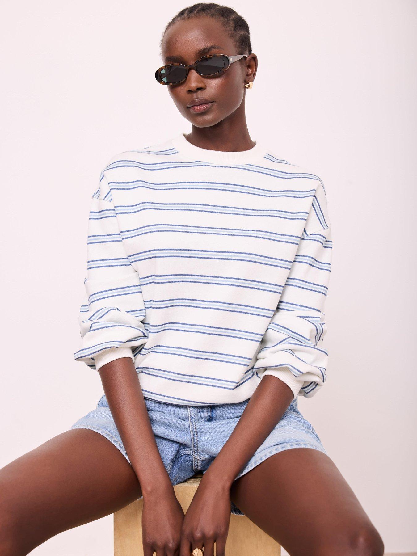 Mint Velvet Blue Stripe Balloon Sweat