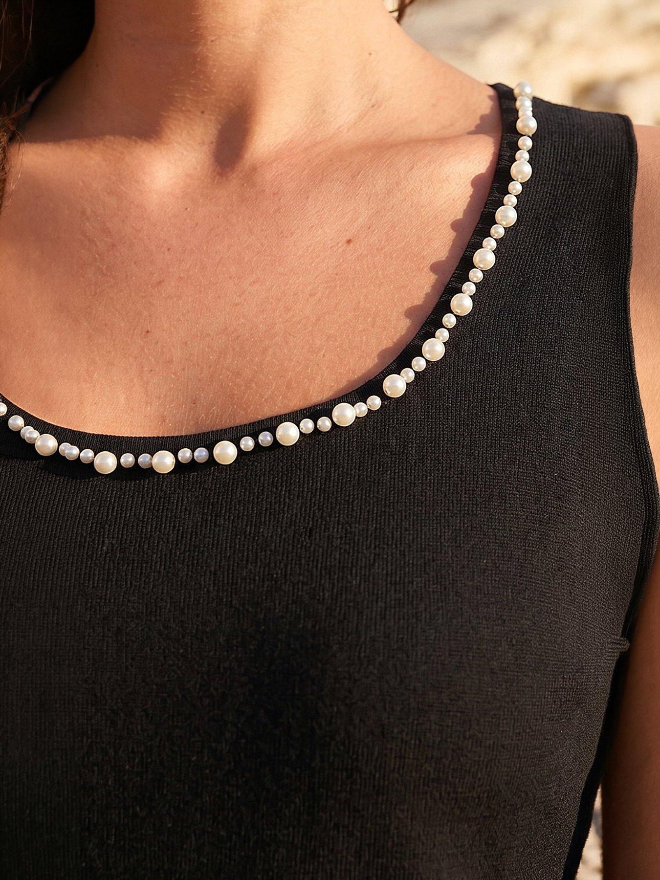 Image 2 of 4 of Roman Square Neck Pearl Trim Knit Jumper