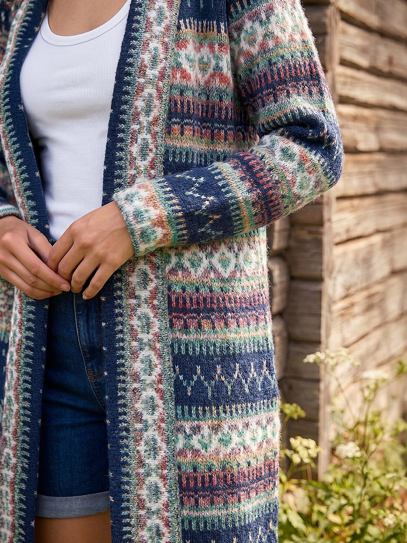 Image 4 of 4 of Roman Petite Aztec Longline Cardigan
