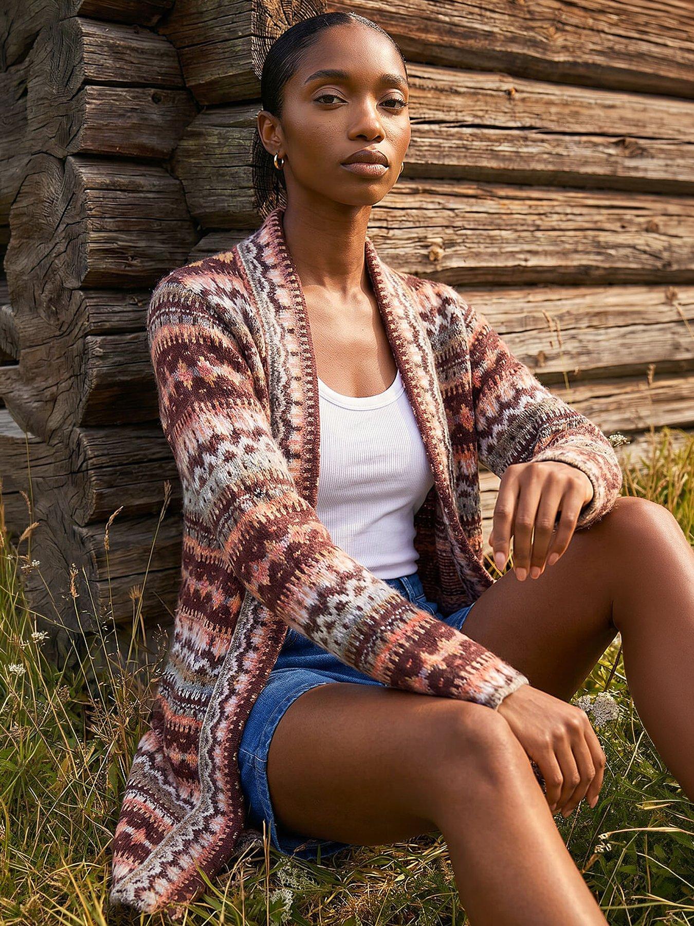 Image 4 of 4 of Roman Petite Aztec Longline Cardigan