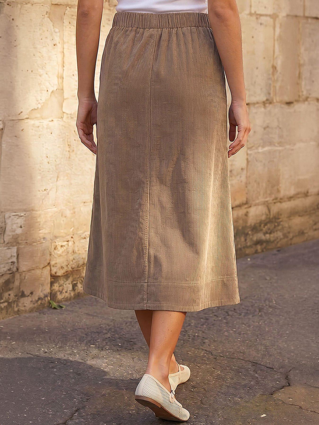 Image 3 of 4 of Roman Petite Cord Pocket Skirt - Brown