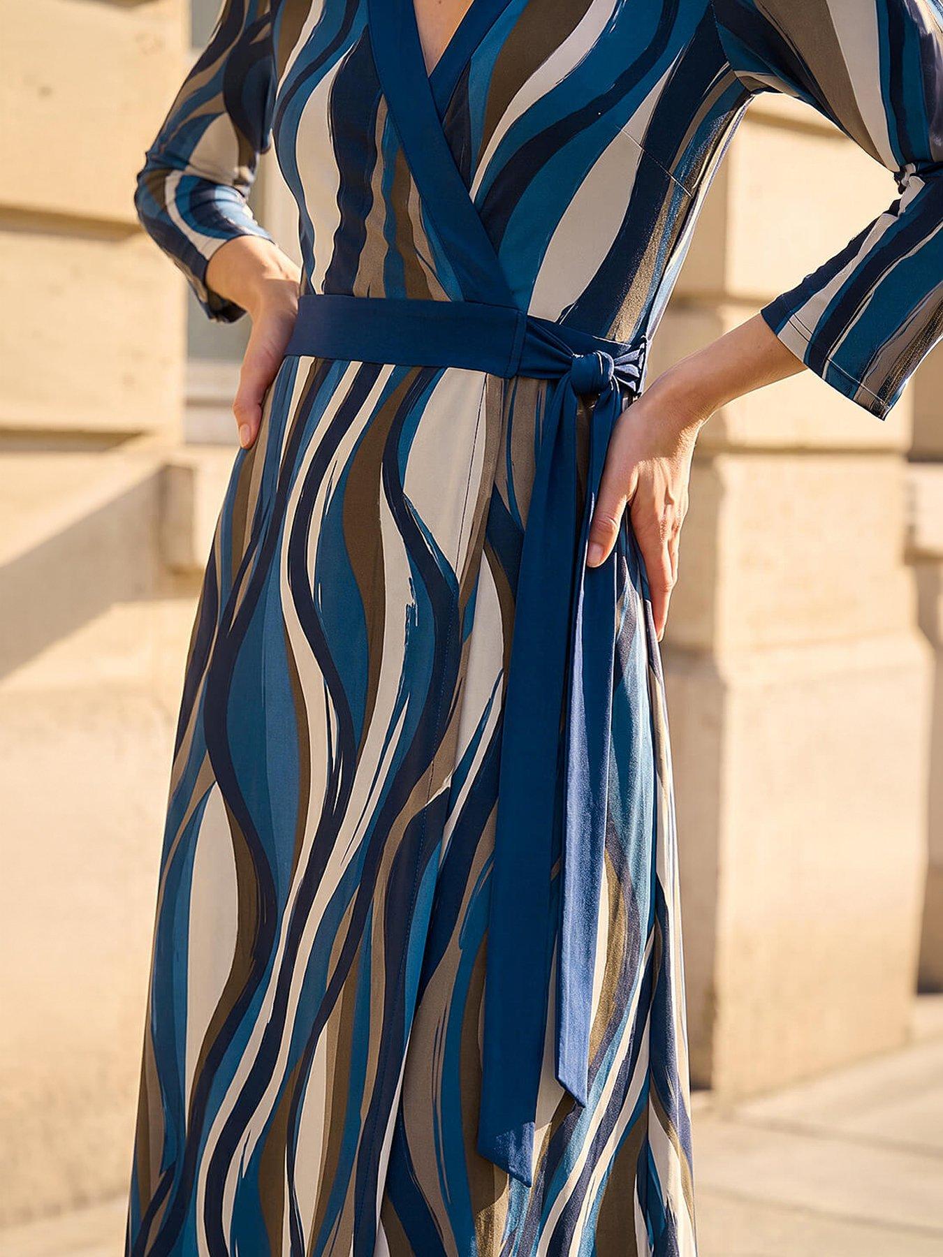Image 4 of 4 of Roman Abstract Wrap Midi Dress