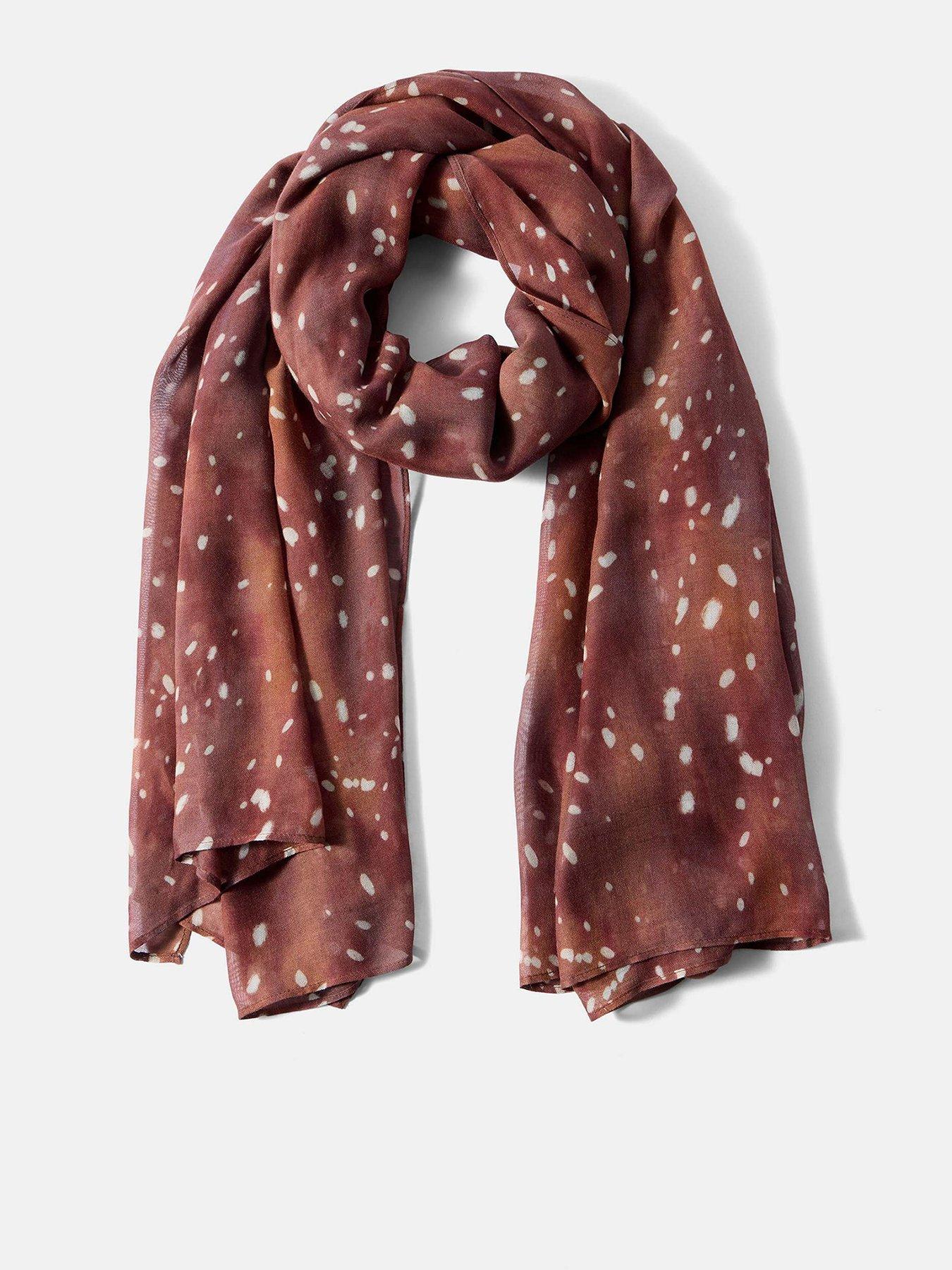 Mint Velvet Spot Print Lightweight Scarf - Brown