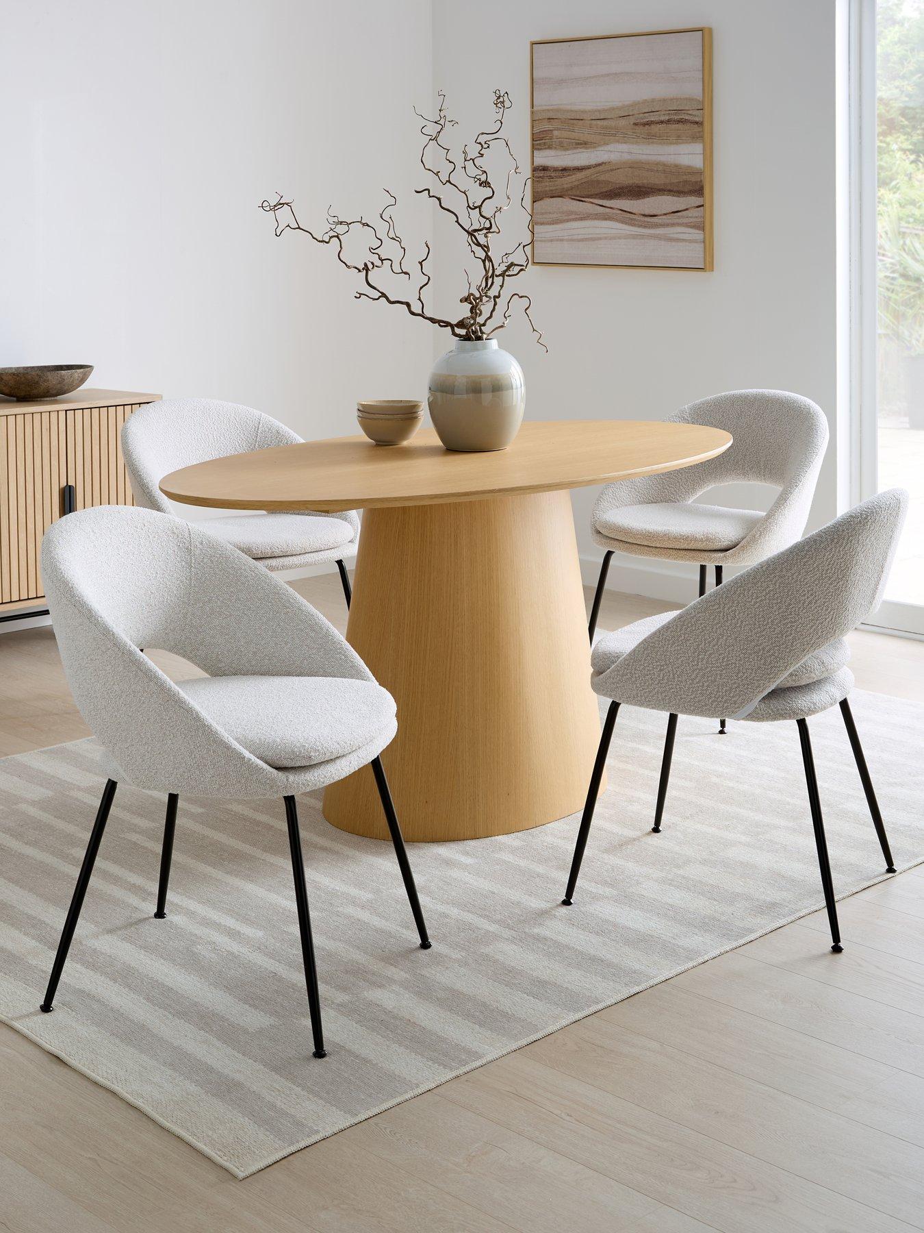 Image 1 of 7 of The Very Collection Lenny 160cm Dining Table & 4 Aurelia Boucle Dining Chairs