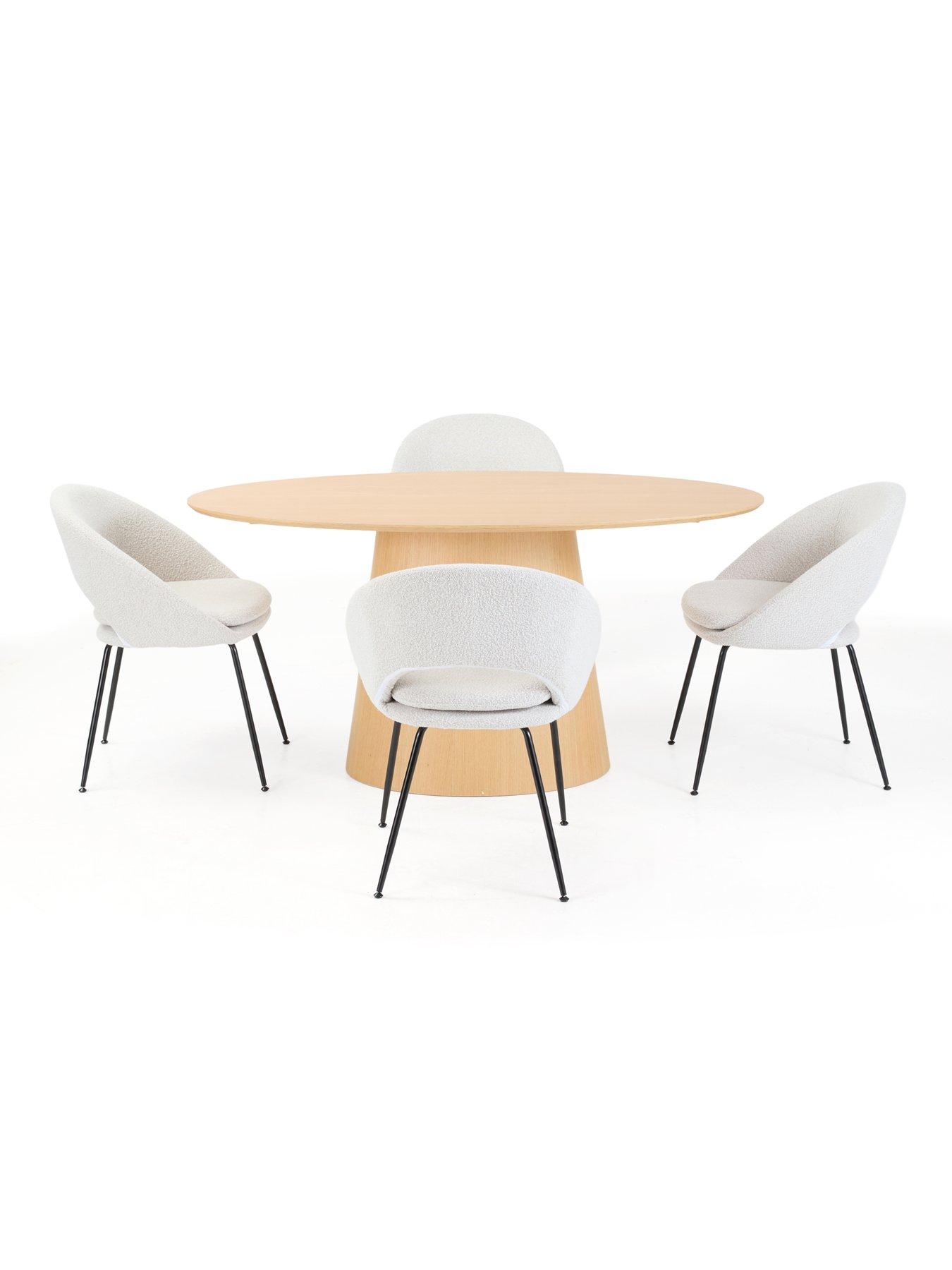 Image 3 of 7 of The Very Collection Lenny 160cm Dining Table & 4 Aurelia Boucle Dining Chairs